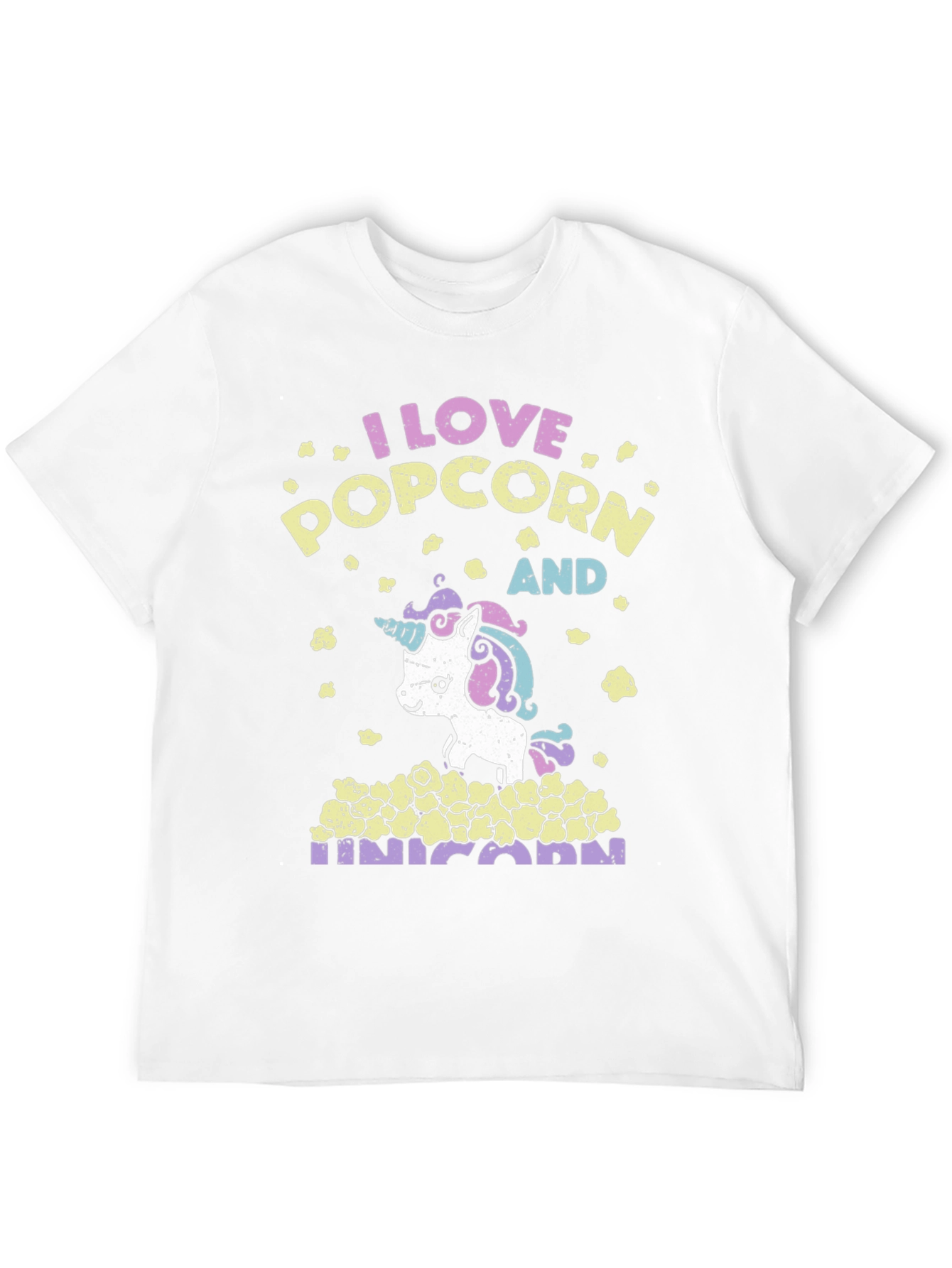Black I Love Popcorn and Unicorn T-Shirt view 12