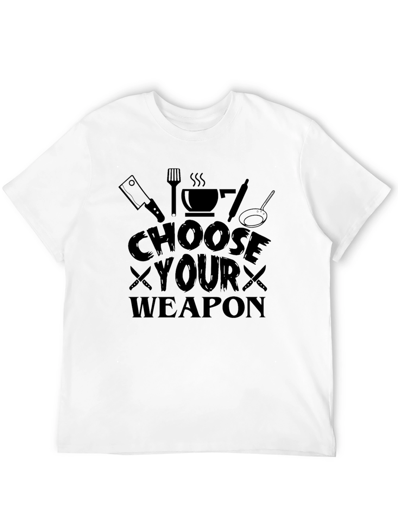 Black Choose Your Weapon Chef T-Shirt - Culinary Humor view 12
