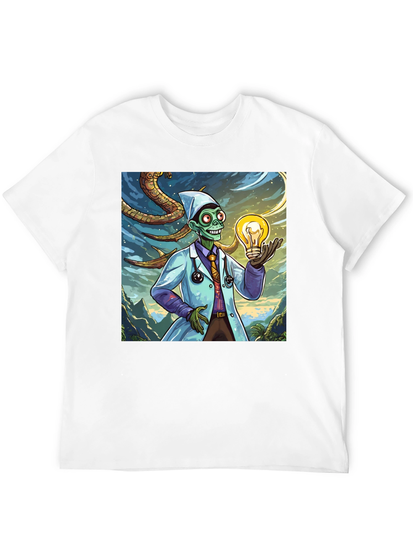 Black Zombie Doctor Idea T-Shirt - Brainy & Unique Graphic Tee view 12