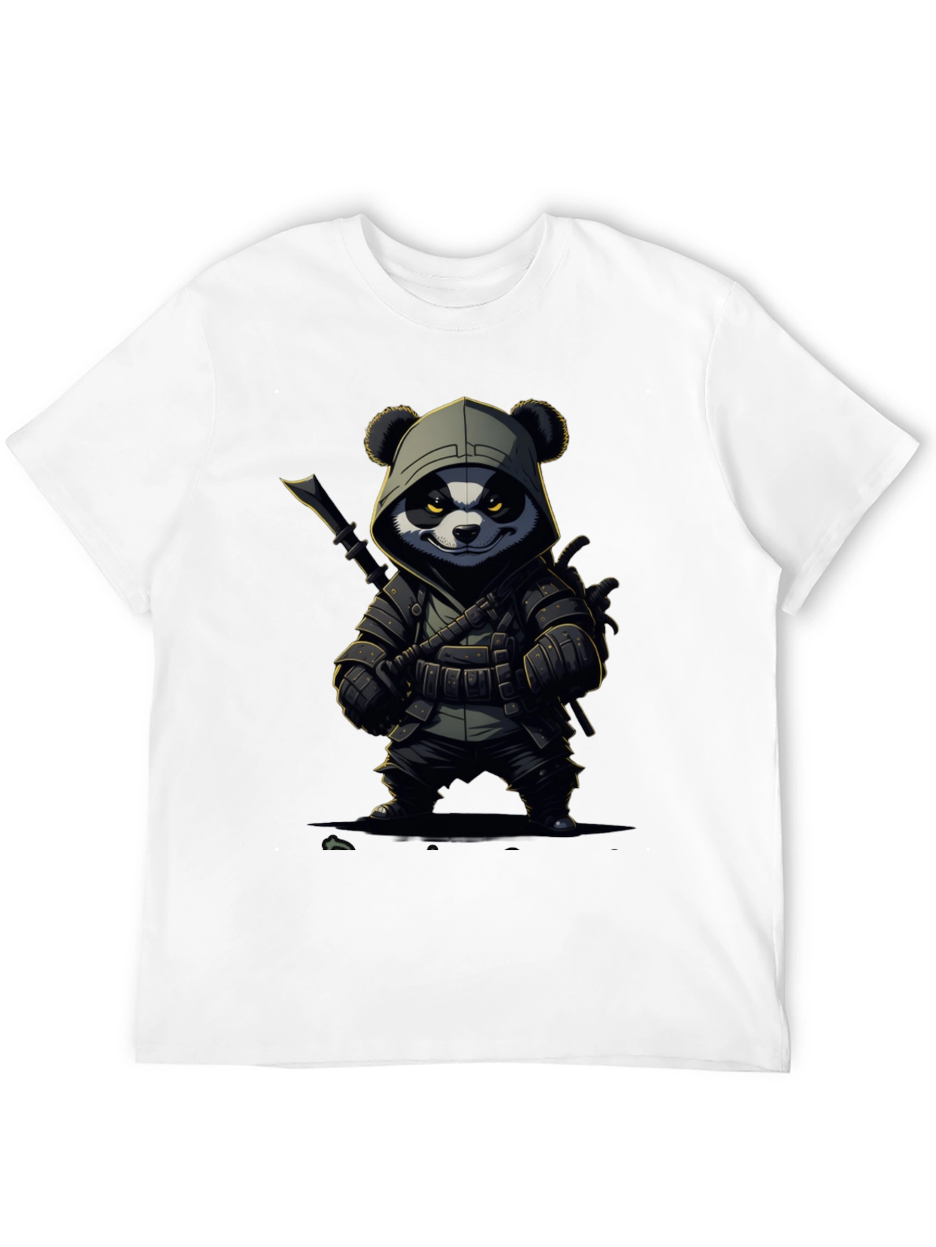 Black Panda Warrior T-Shirt - Black Cotton Tee view 12