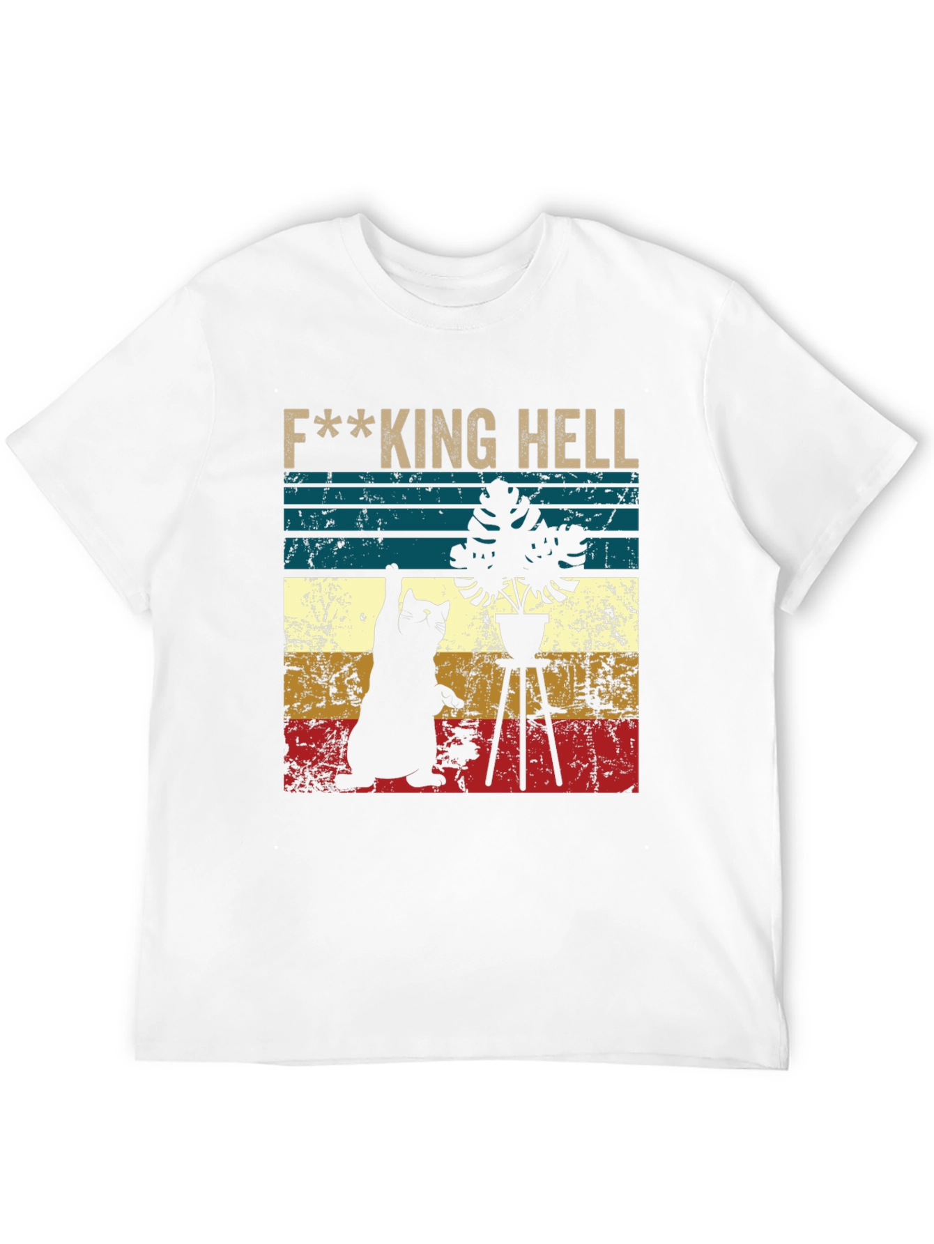 Black F***ing Hell Cat & Plant Graphic Tee - Unisex view 12