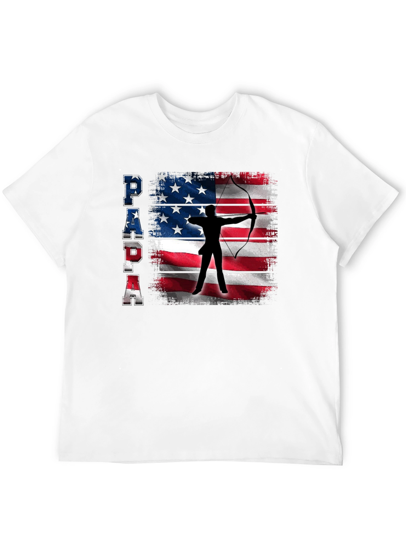 Black Patriotic Archer Dad T-Shirt - USA Flag Bow Hunting view 12