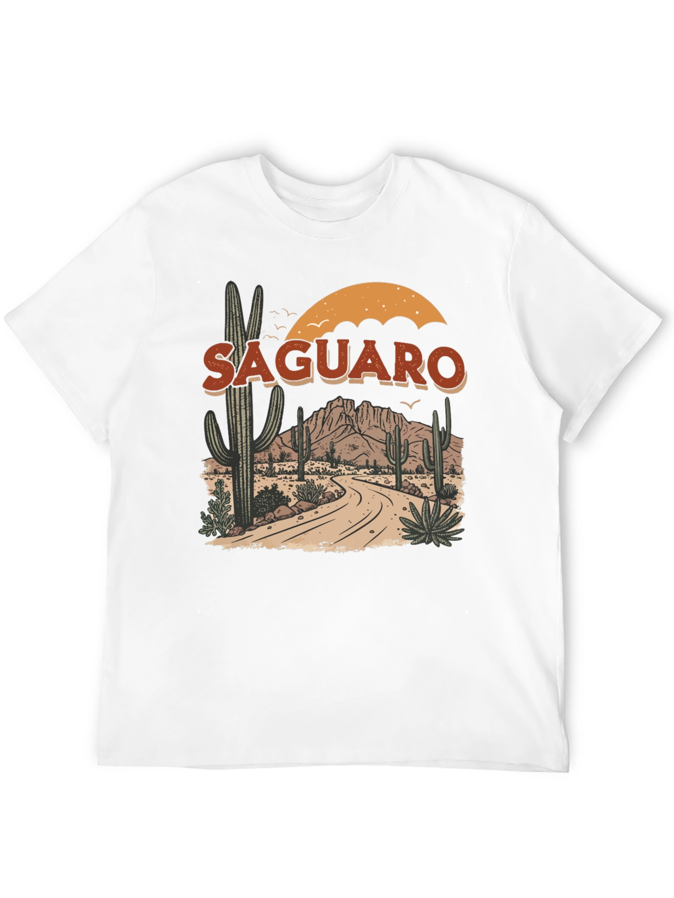 Black Saguaro Desert Graphic Tee - Black Cotton T-Shirt view 12
