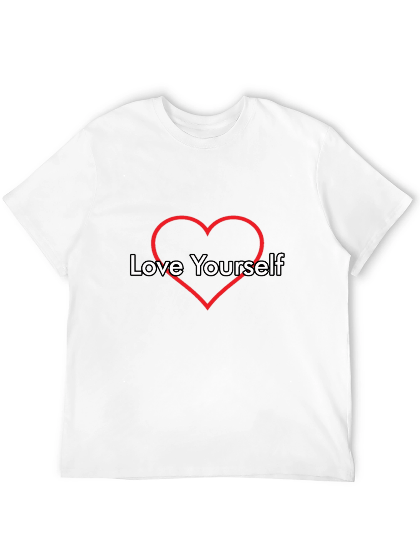 Black Love Yourself Heart Graphic Tee - Black Cotton Casual T-Shirt view 12