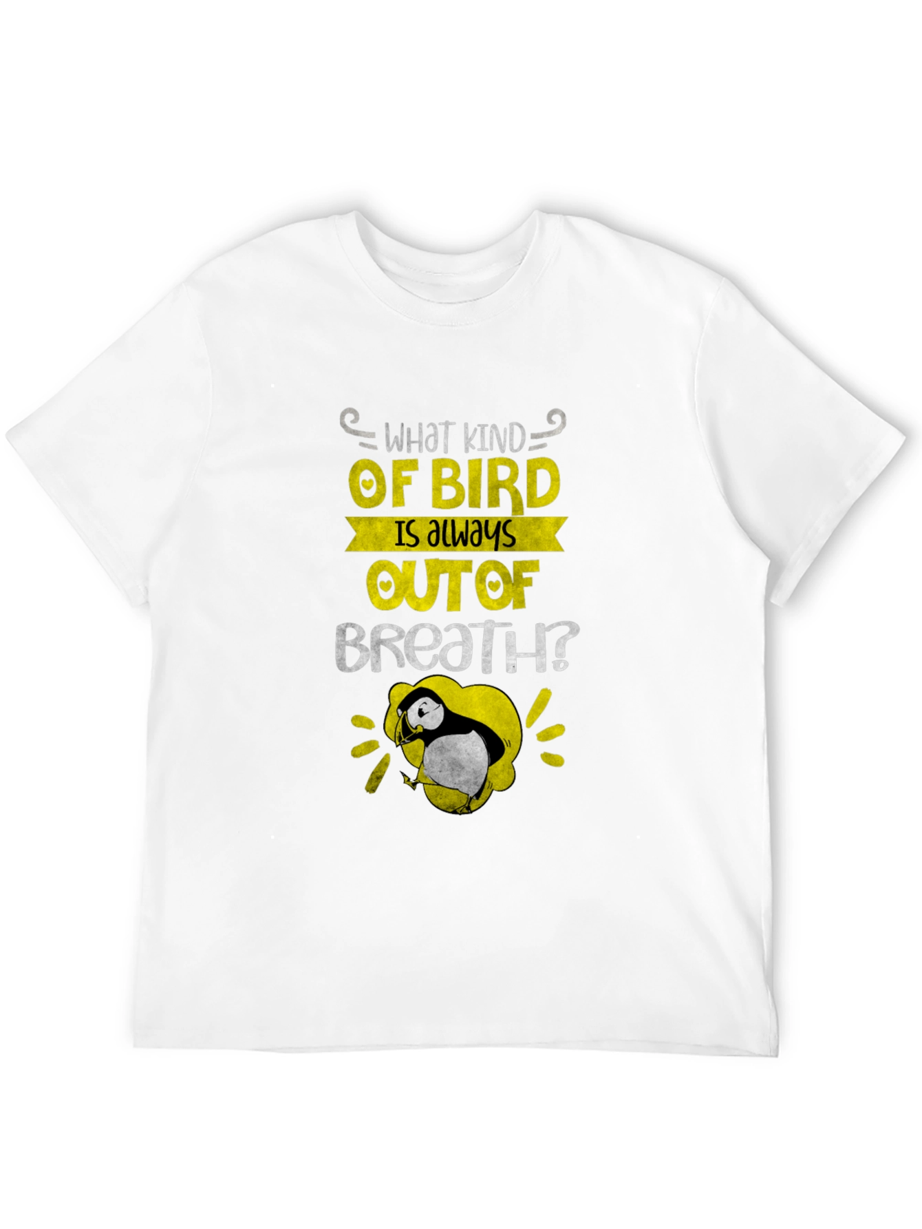 Black Out of Breath Puffin Joke T-Shirt view 12