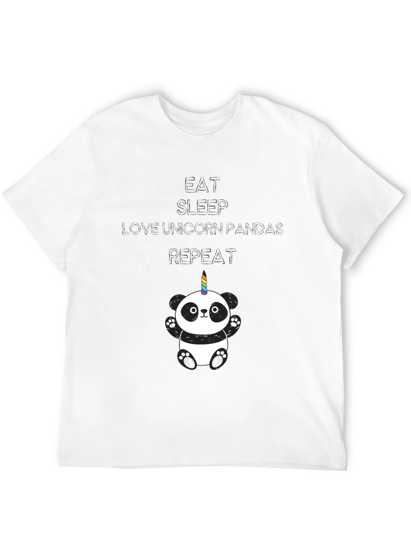 Black Unicorn Panda Black T-Shirt view 12