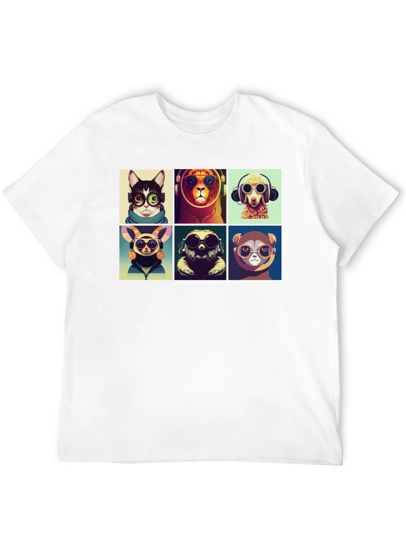 Black Hipster Animals T-Shirt: Cool Graphic Tee view 12