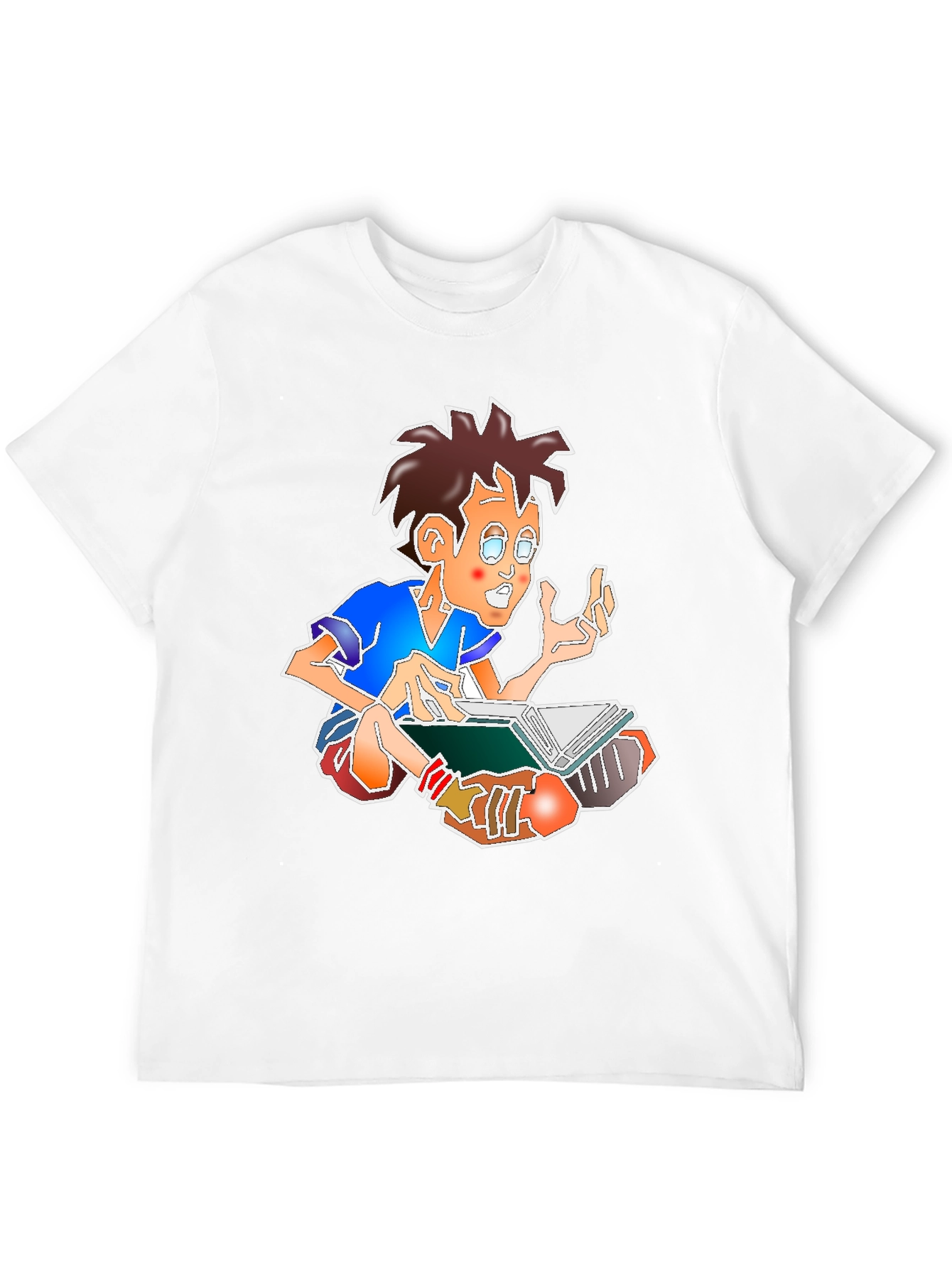 Black Cartoon Boy Reading Book Black Tee view 12