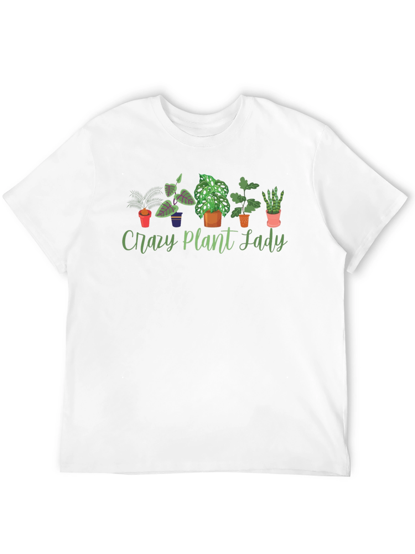 Black Crazy Plant Lady Graphic Tee, Soft Cotton Shirt view 12