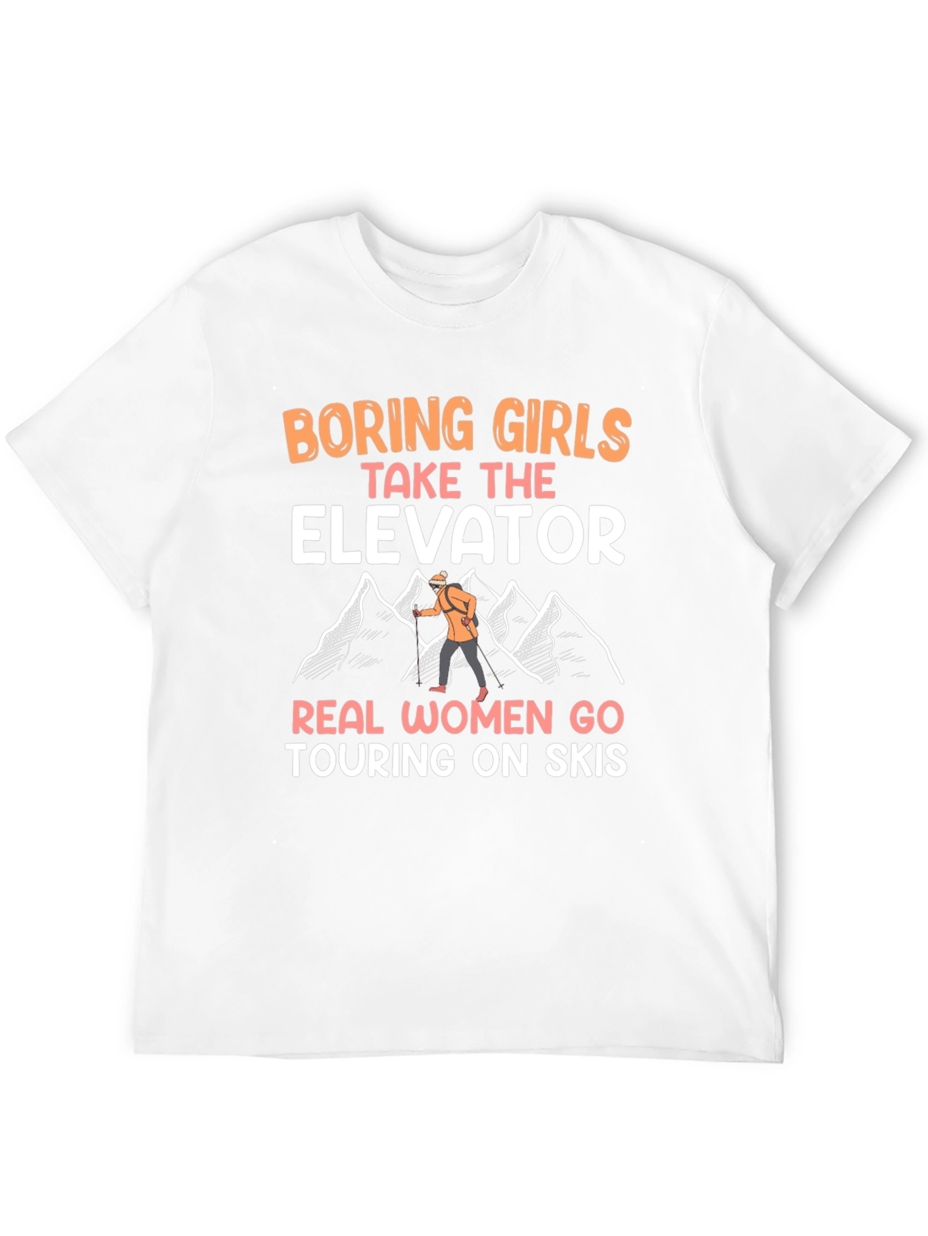 Black Funny Ski Touring Women's T-Shirt view 12