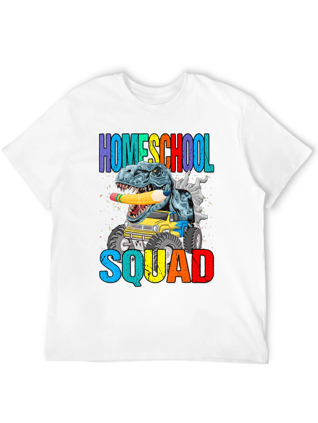 Black Homeschool Squad T-Shirt Dinosaur Monster Truck view 12