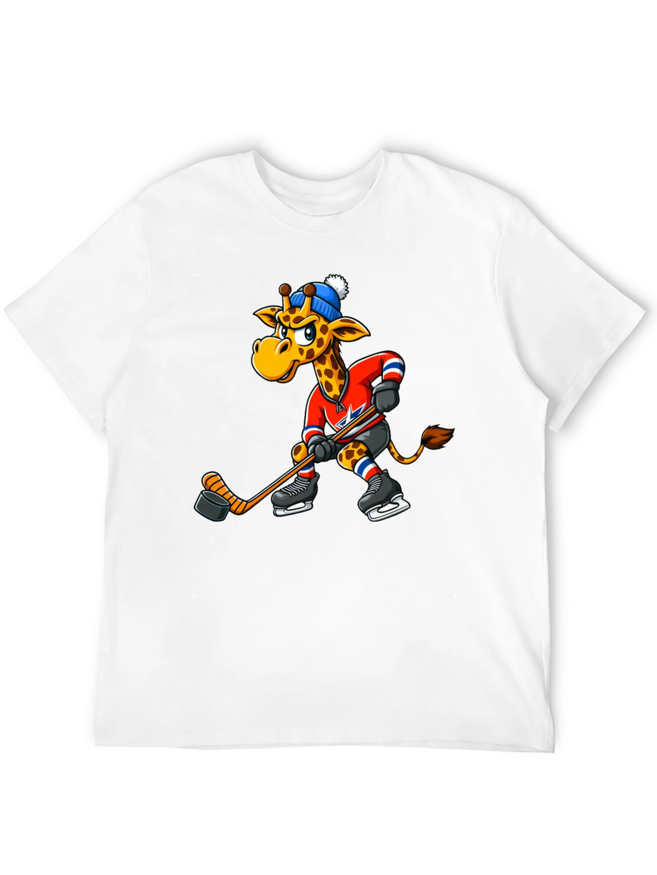 Black Hockey Giraffe Graphic Tee - Black Cotton T-Shirt view 12