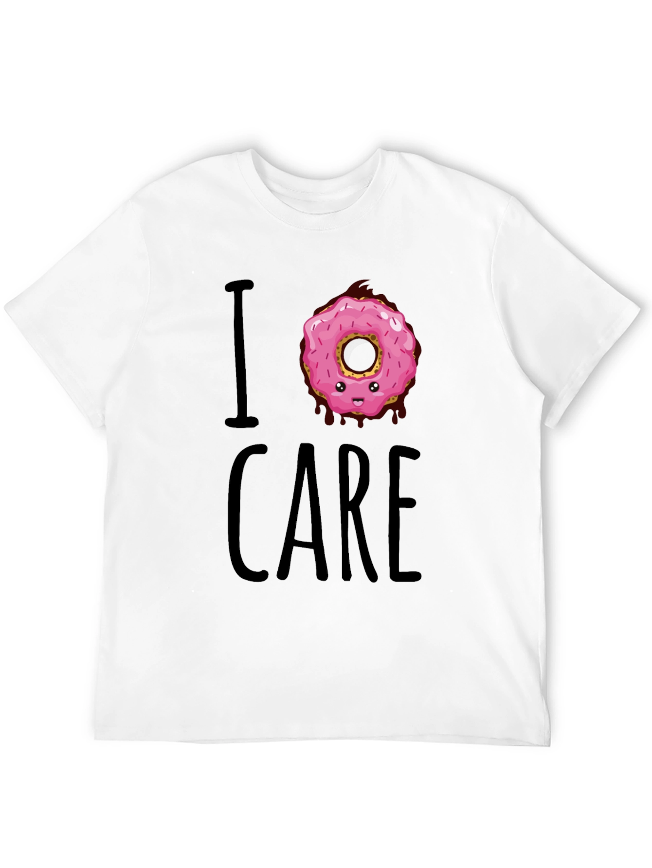 Black I Donut Care T-Shirt - Funny Graphic Tee view 12