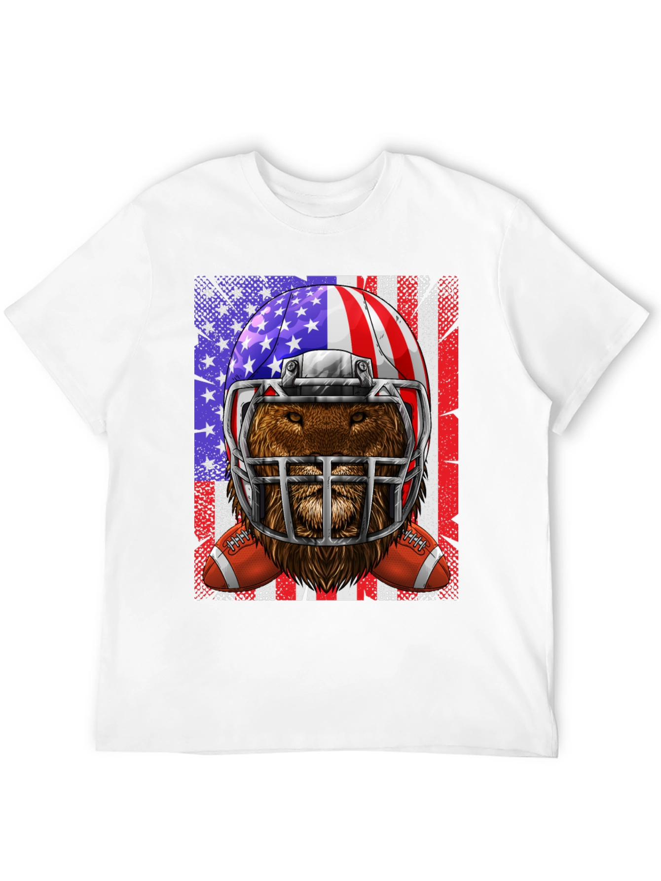 Black Football Bear USA Flag Graphic Tee view 12