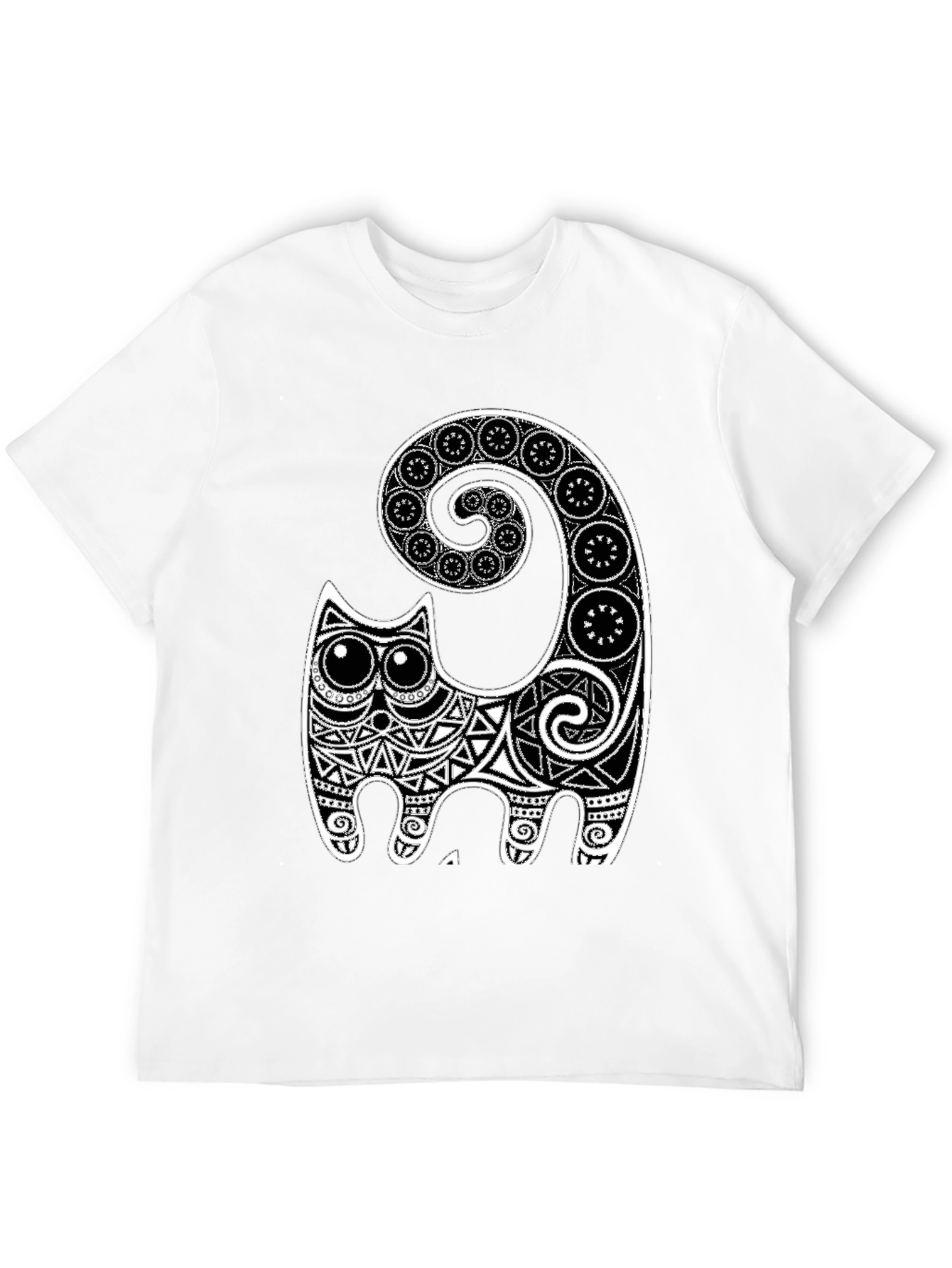 Black Tribal Cat Graphic Tee - Black view 12