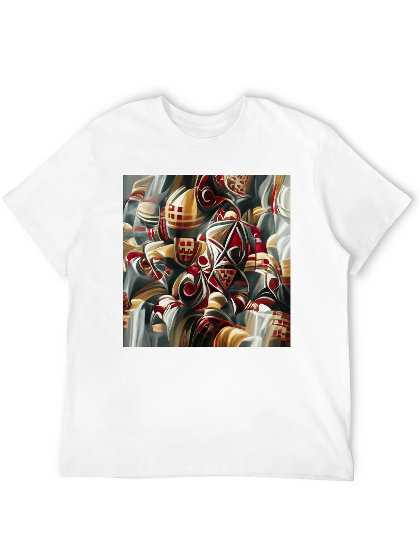 Black Abstract Geometric Print Black T-Shirt view 12