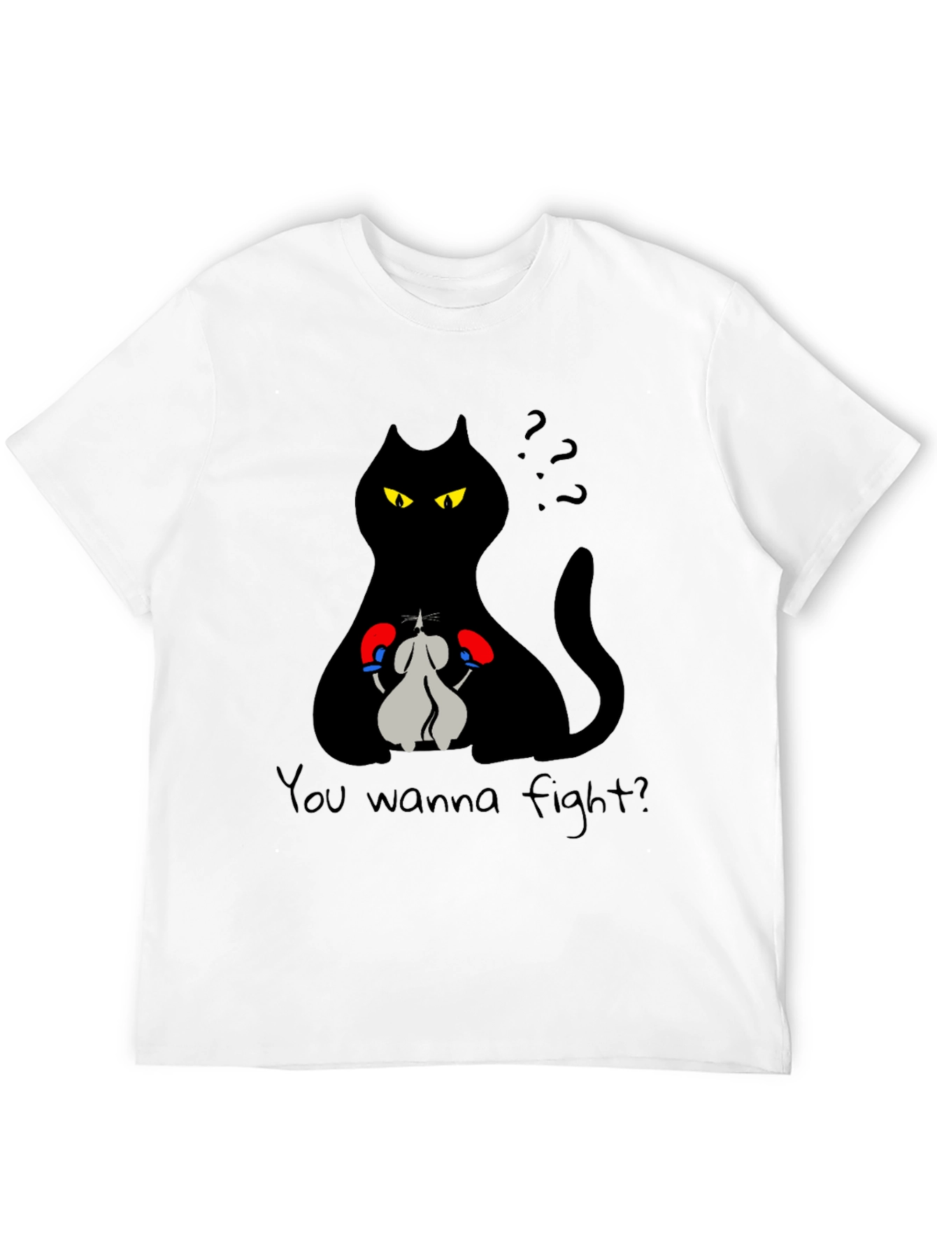 Black Funny Cat Boxing Match T-Shirt - You Wanna Fight? view 12