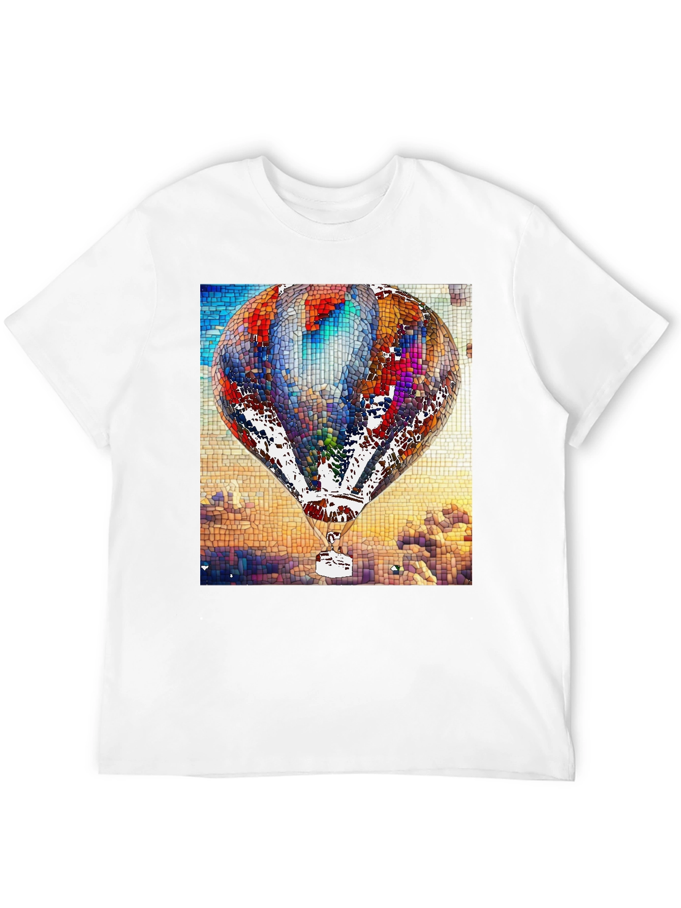 Black Mosaic Hot Air Balloon Black T-Shirt view 12