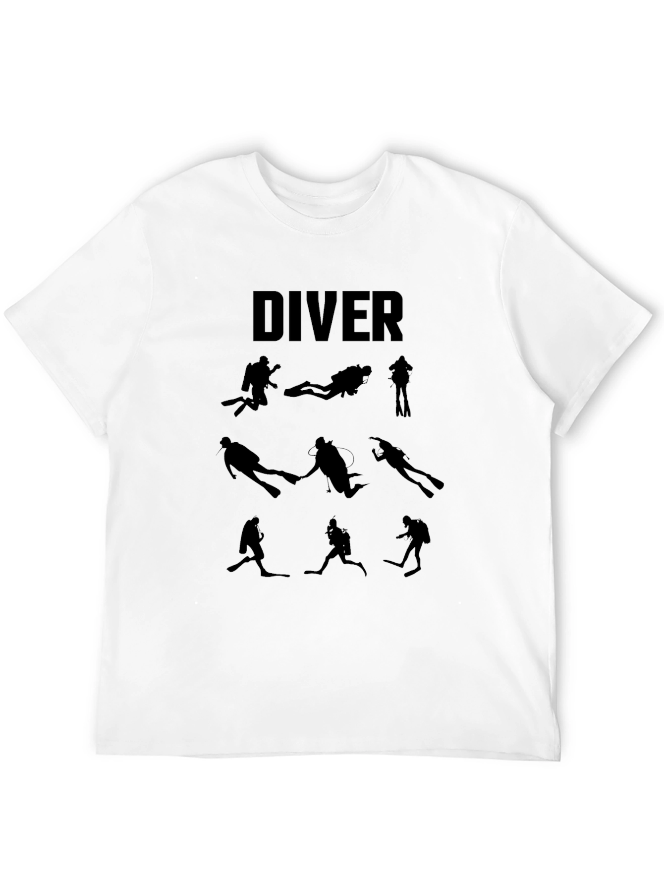 Black Diver Silhouette Graphic Tee - Scuba Diving T-Shirt view 12