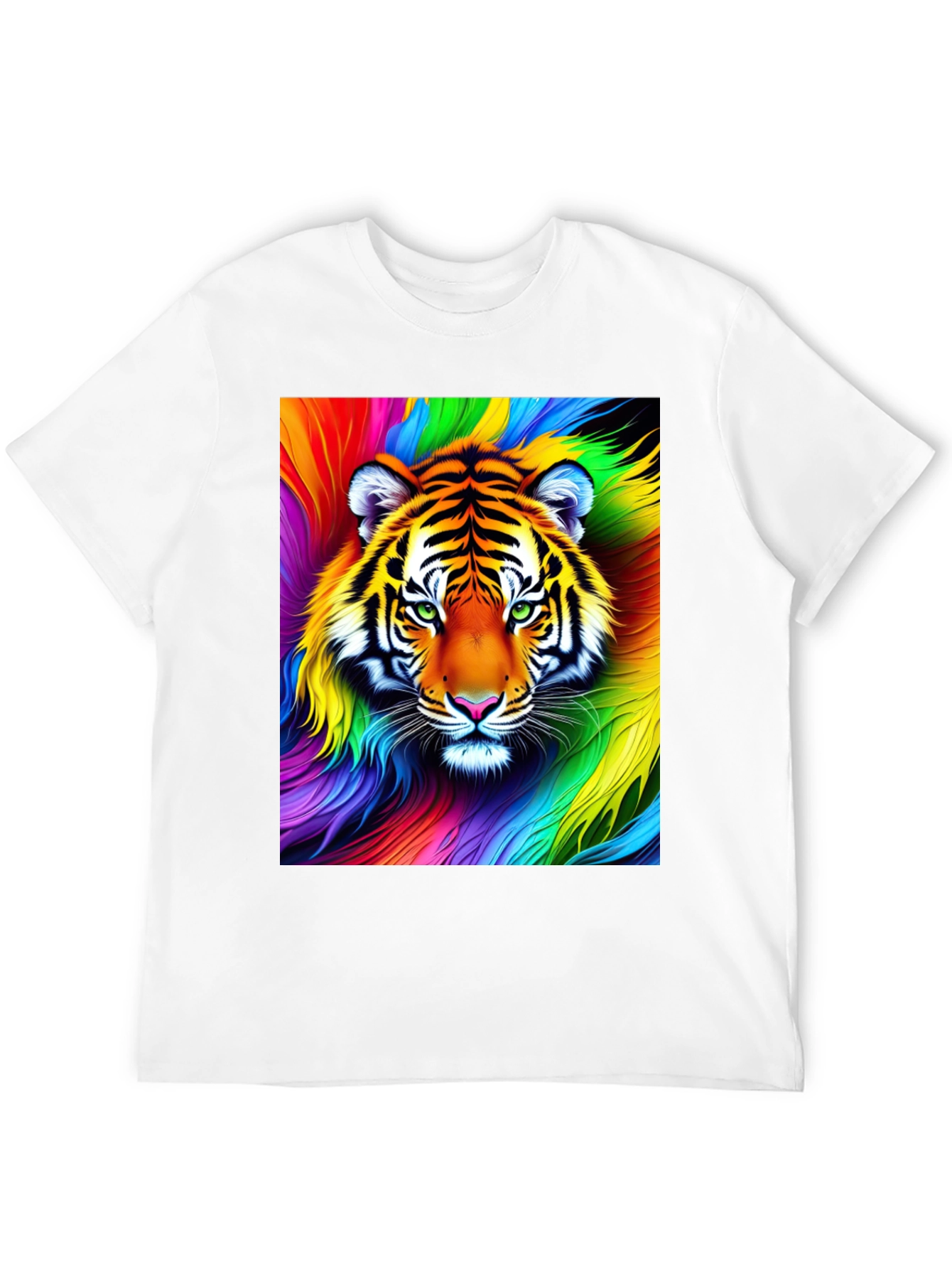 Black Rainbow Tiger Graphic Tee - Vibrant Unisex Shirt view 12