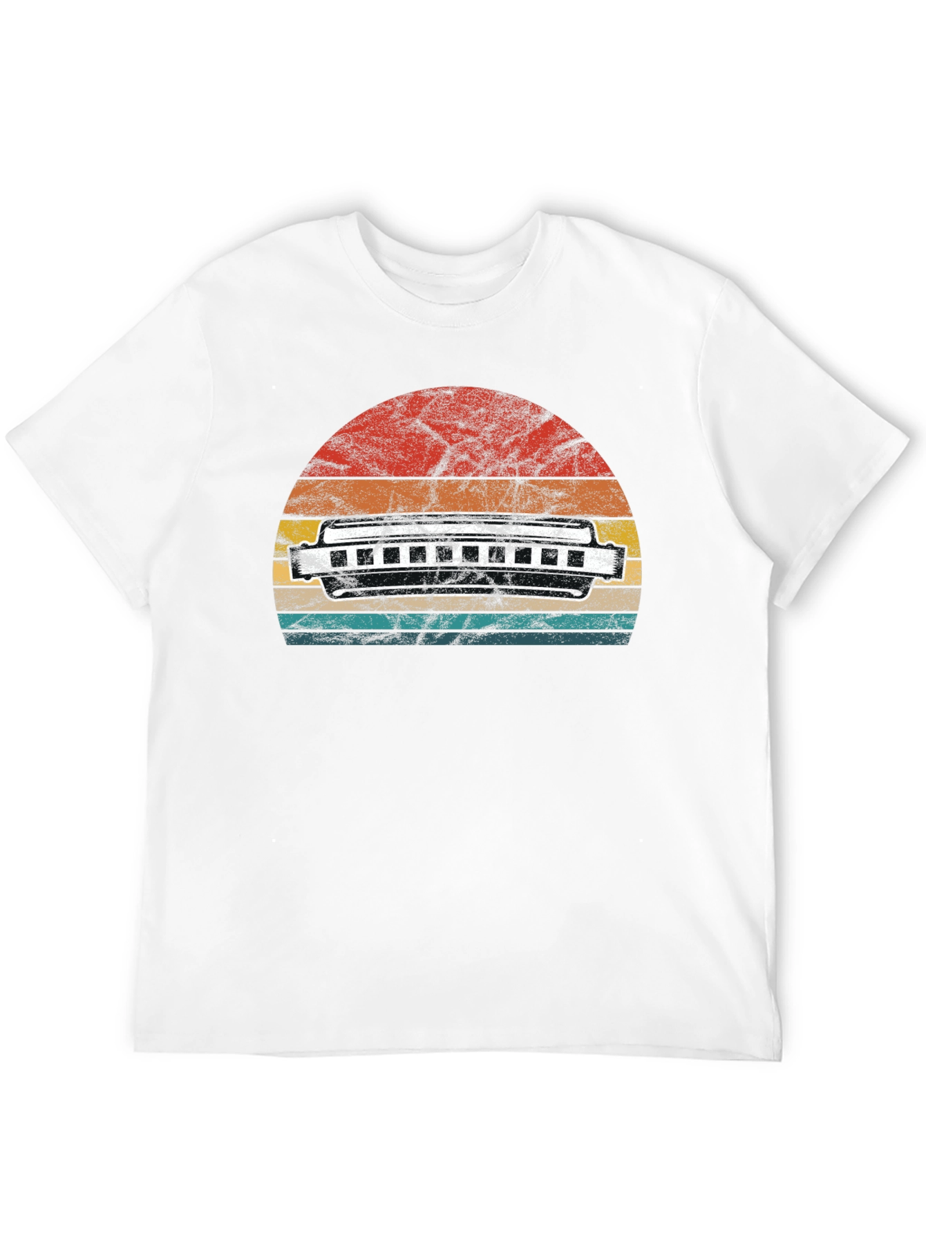 Black Vintage Harmonica Sunset T-Shirt view 12