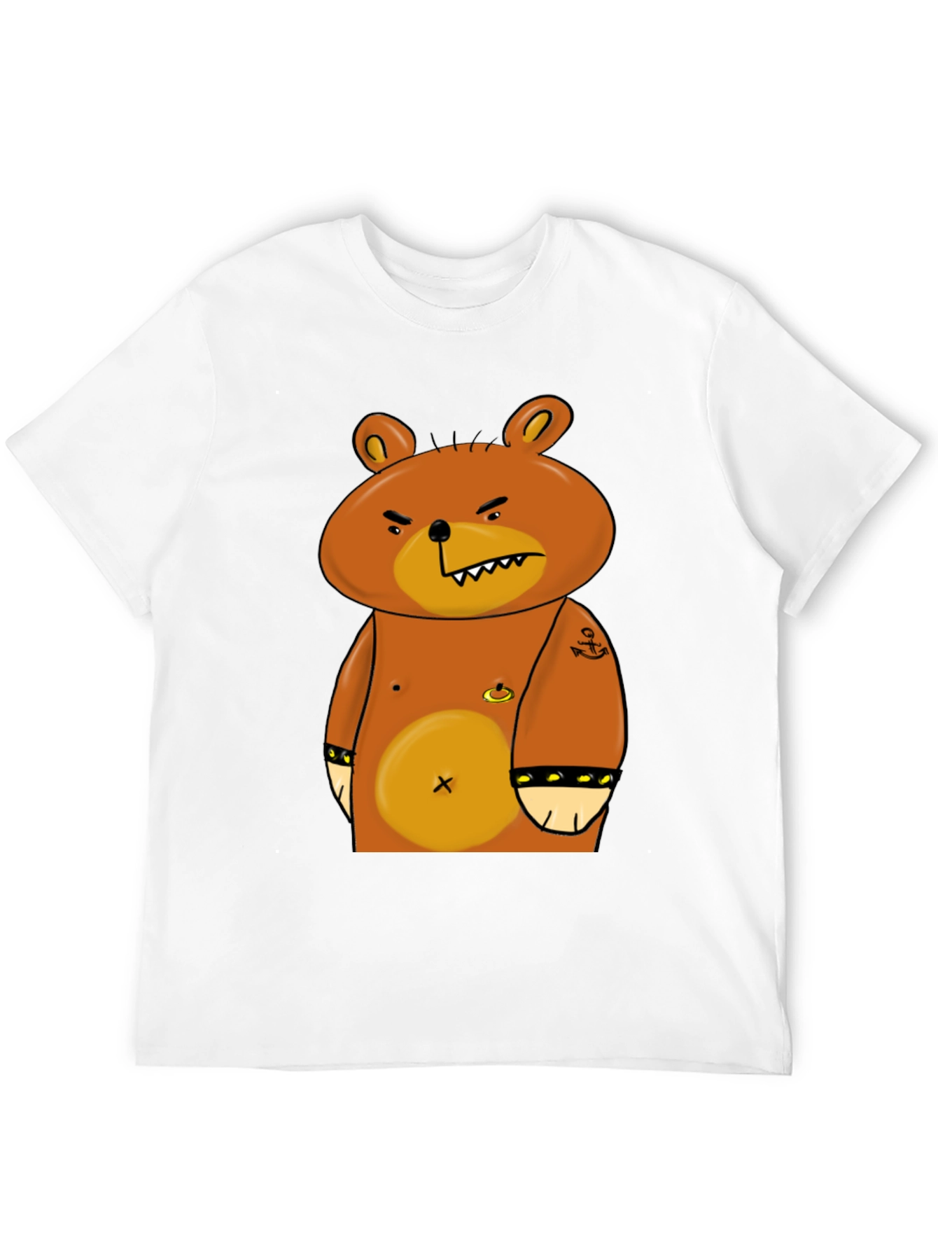 Black Angry Cartoon Bear Graphic T-Shirt view 12