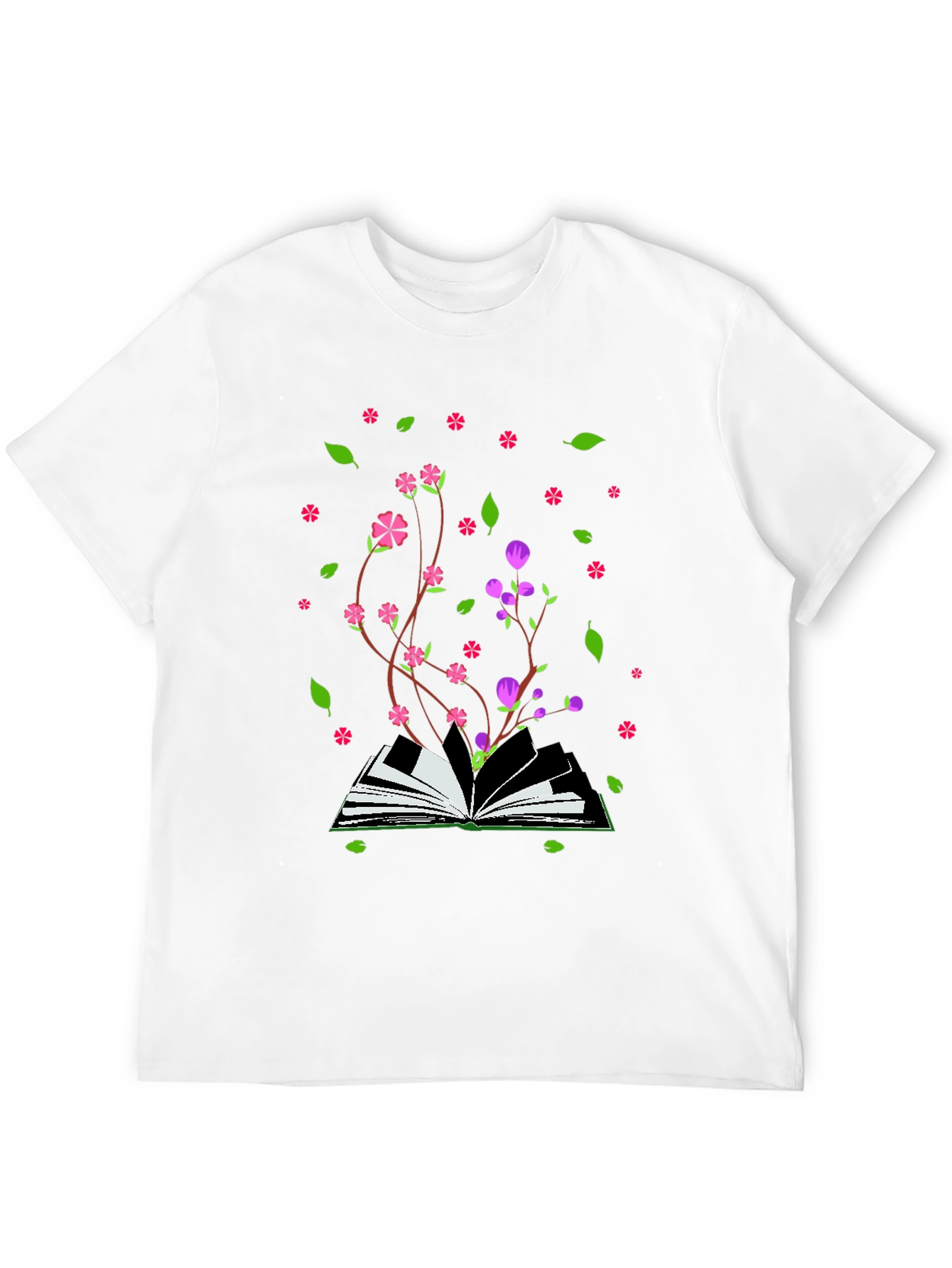 Black Blooming Book T-Shirt - Nature Inspired Design view 12