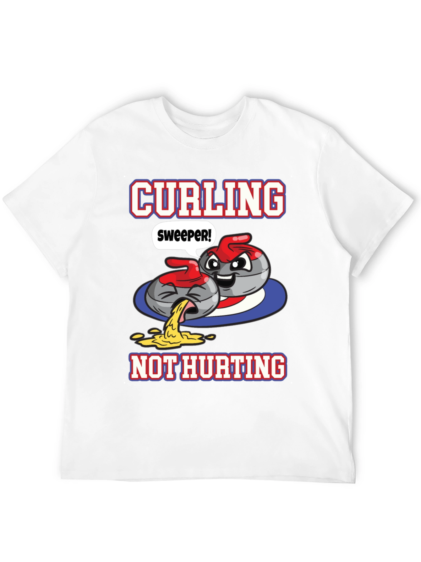 Black Funny Curling T-Shirt - Sweeper, Not Hurting! view 12