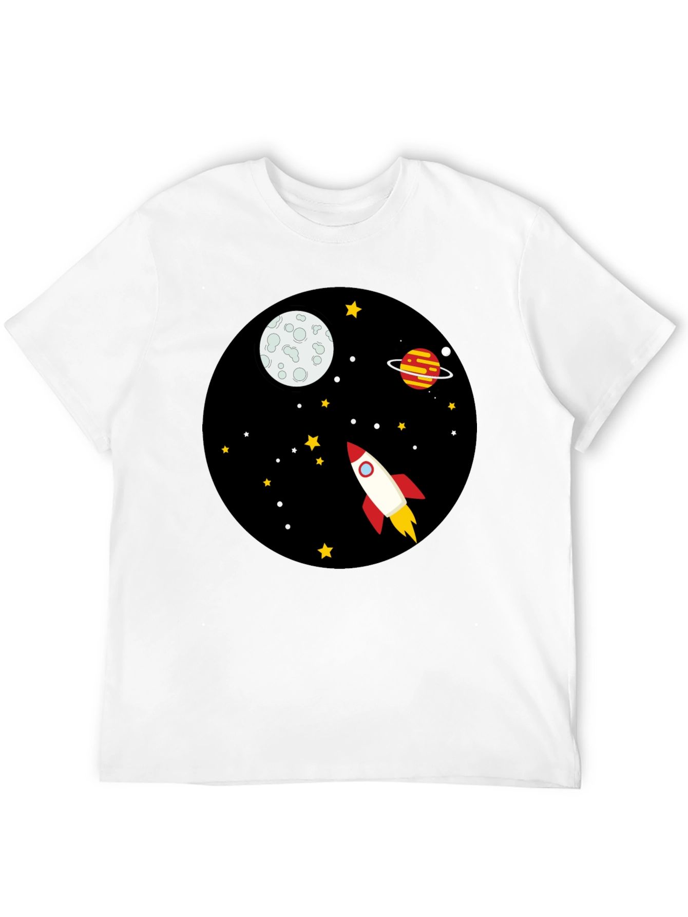 Black Space Rocket Graphic Tee - Unisex Black T-Shirt view 12