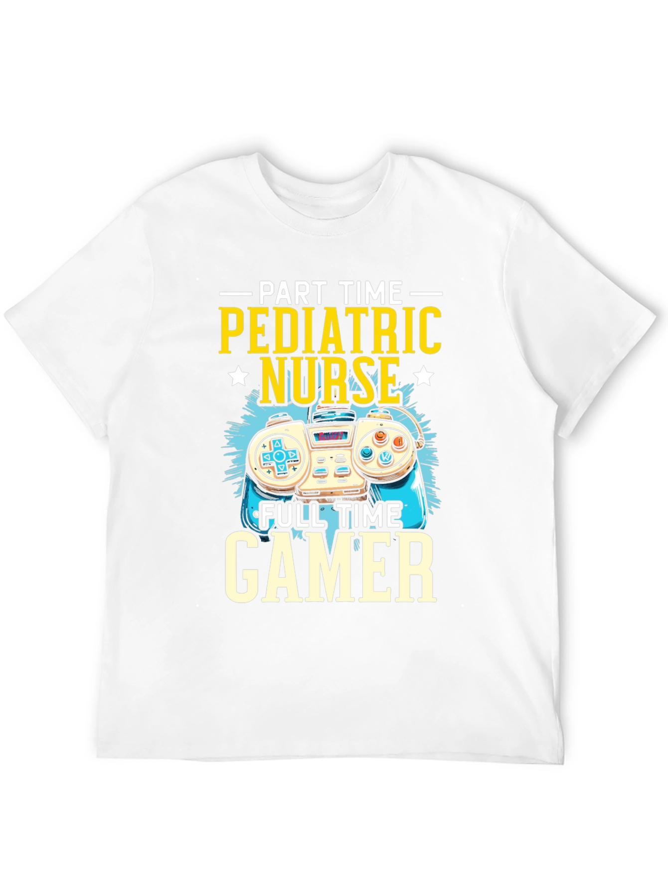 Black Pediatric Nurse Gamer T-Shirt - Funny Graphic Tee view 12