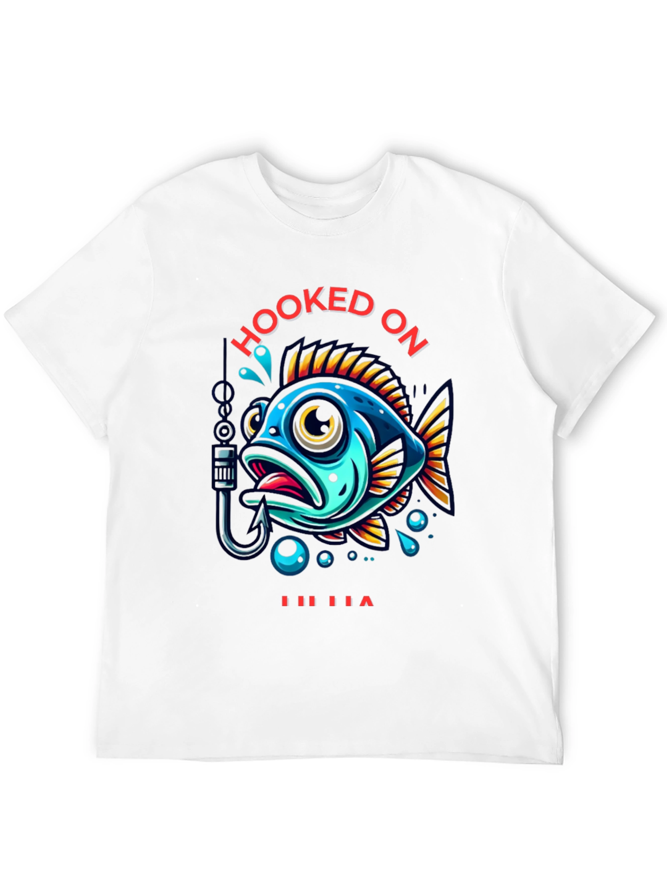 Black Hooked On T-Shirt - Fishing Tee view 12