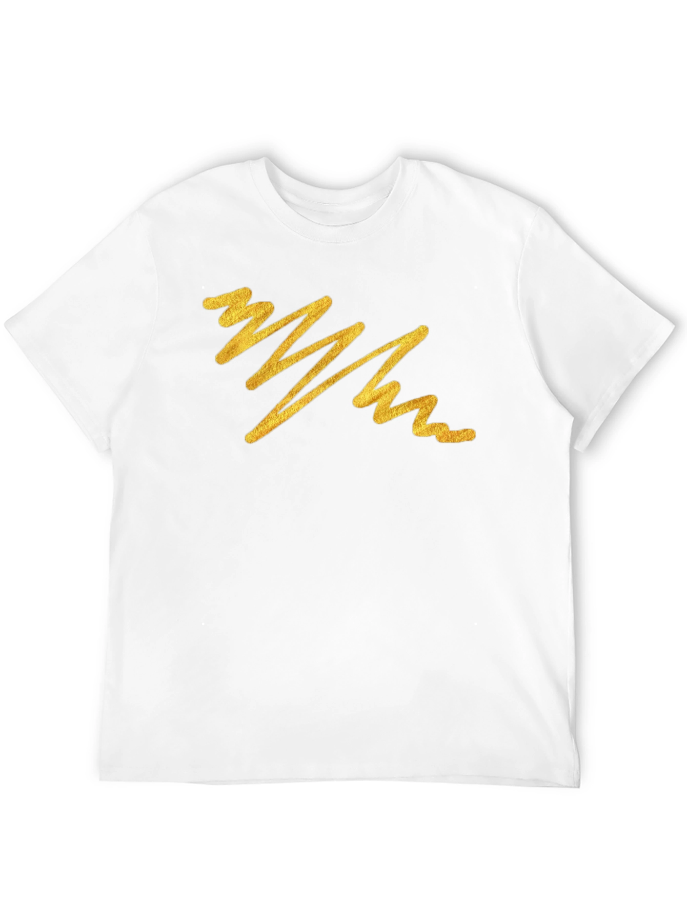 Black Men's Black T-Shirt with Abstract Gold Line Design view 12