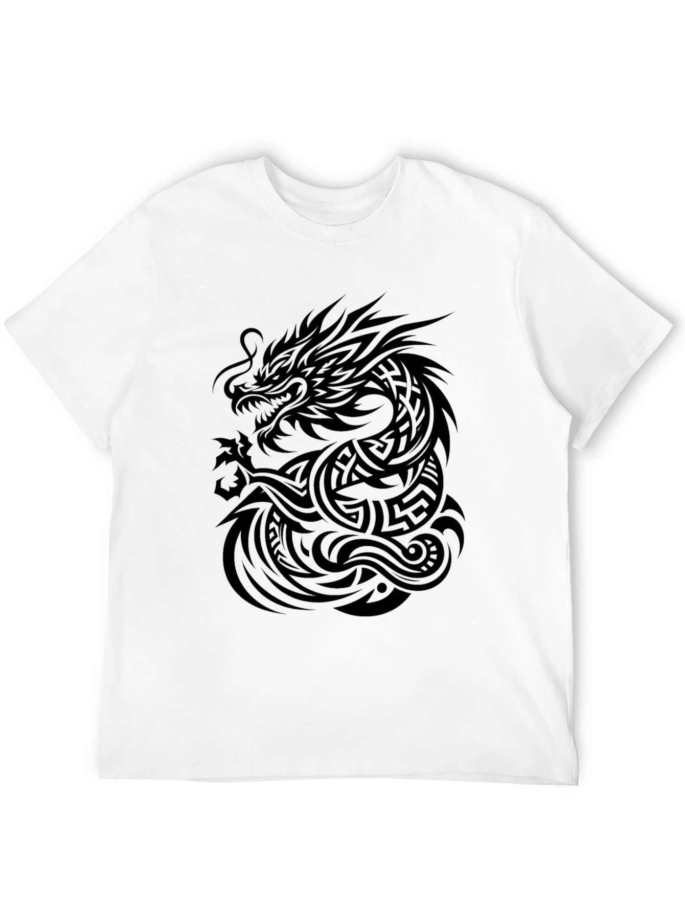 Black Tribal Dragon Black T-Shirt view 12