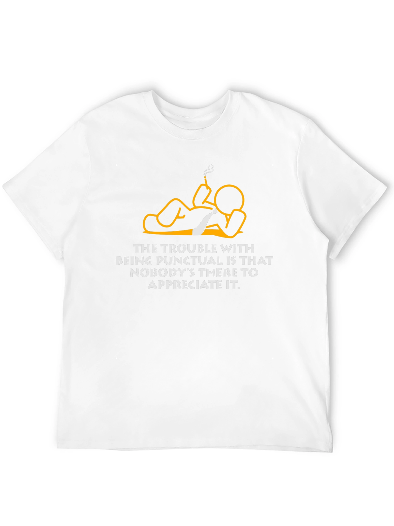 Black Punctual Humor T-Shirt - Lazy Cartoon Graphic Tee view 12