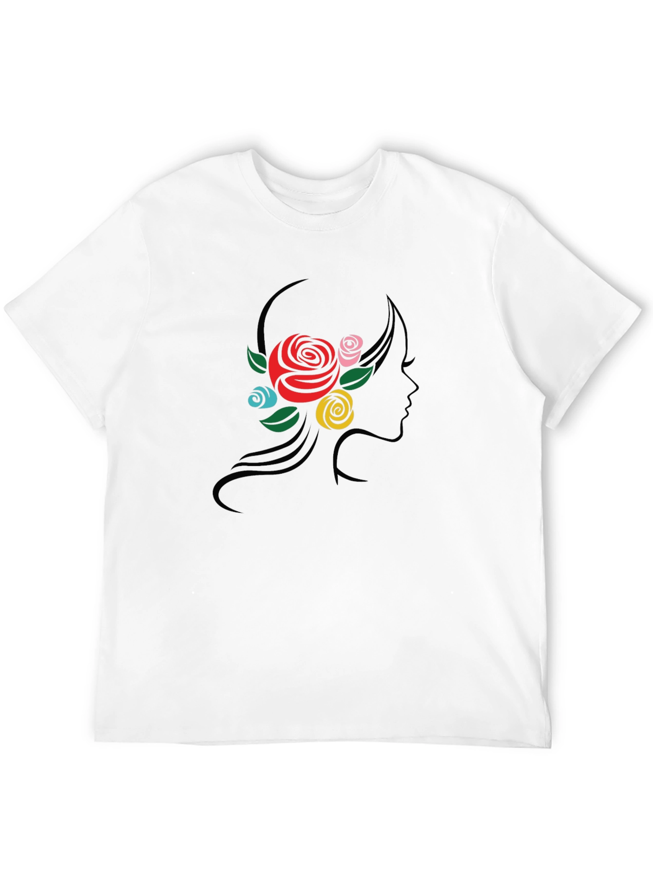 Black Floral Woman Silhouette Black T-Shirt view 12