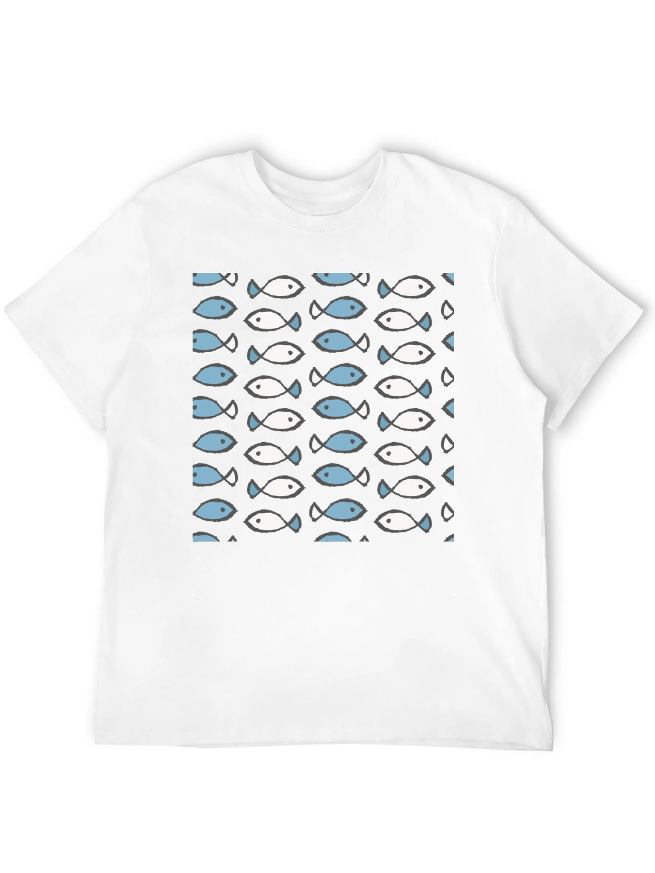 Black Fish Pattern T-Shirt - Crew Neck view 12