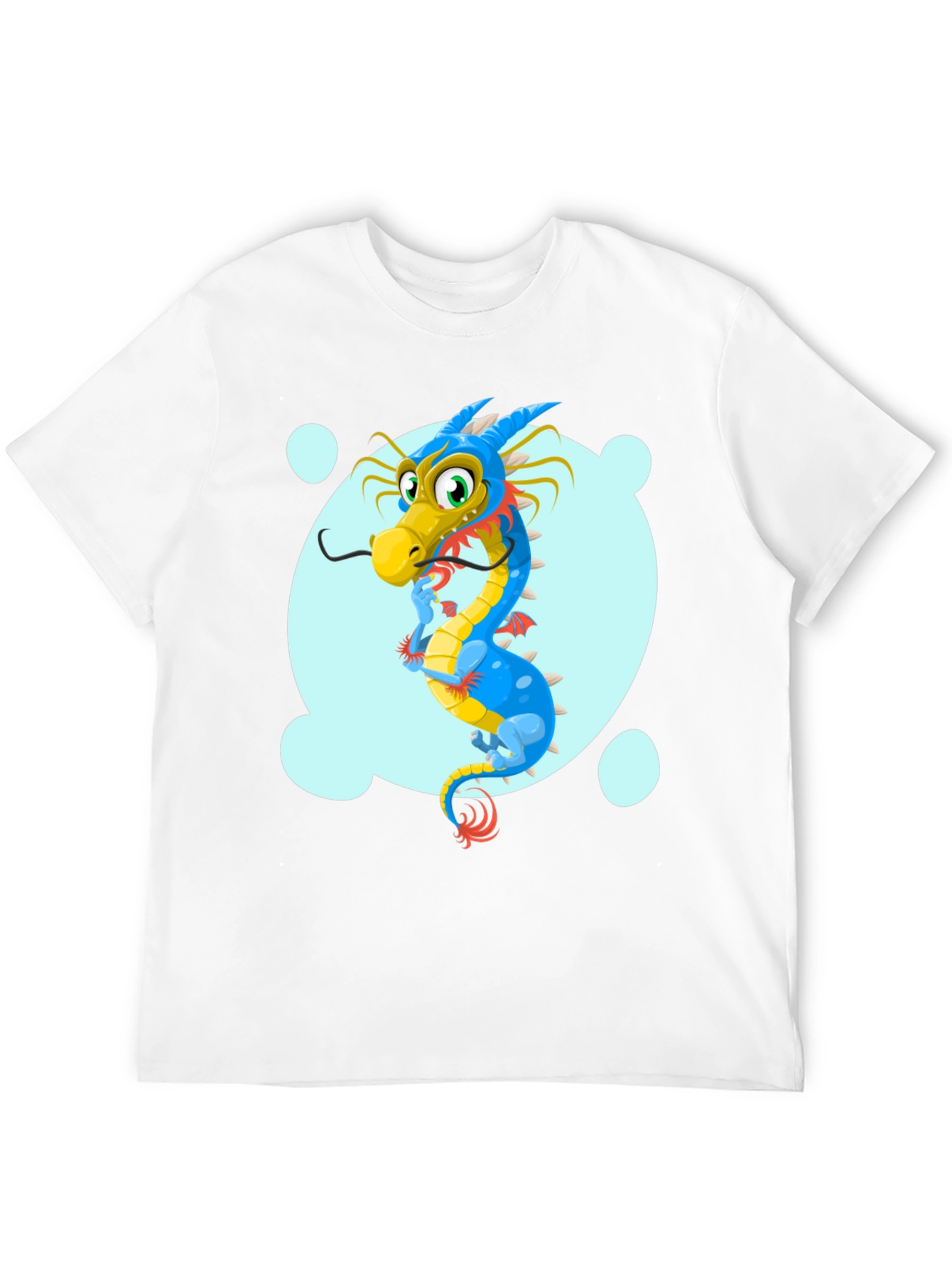 Black Cartoon Dragon Graphic Tee - Black Cotton T-Shirt view 12