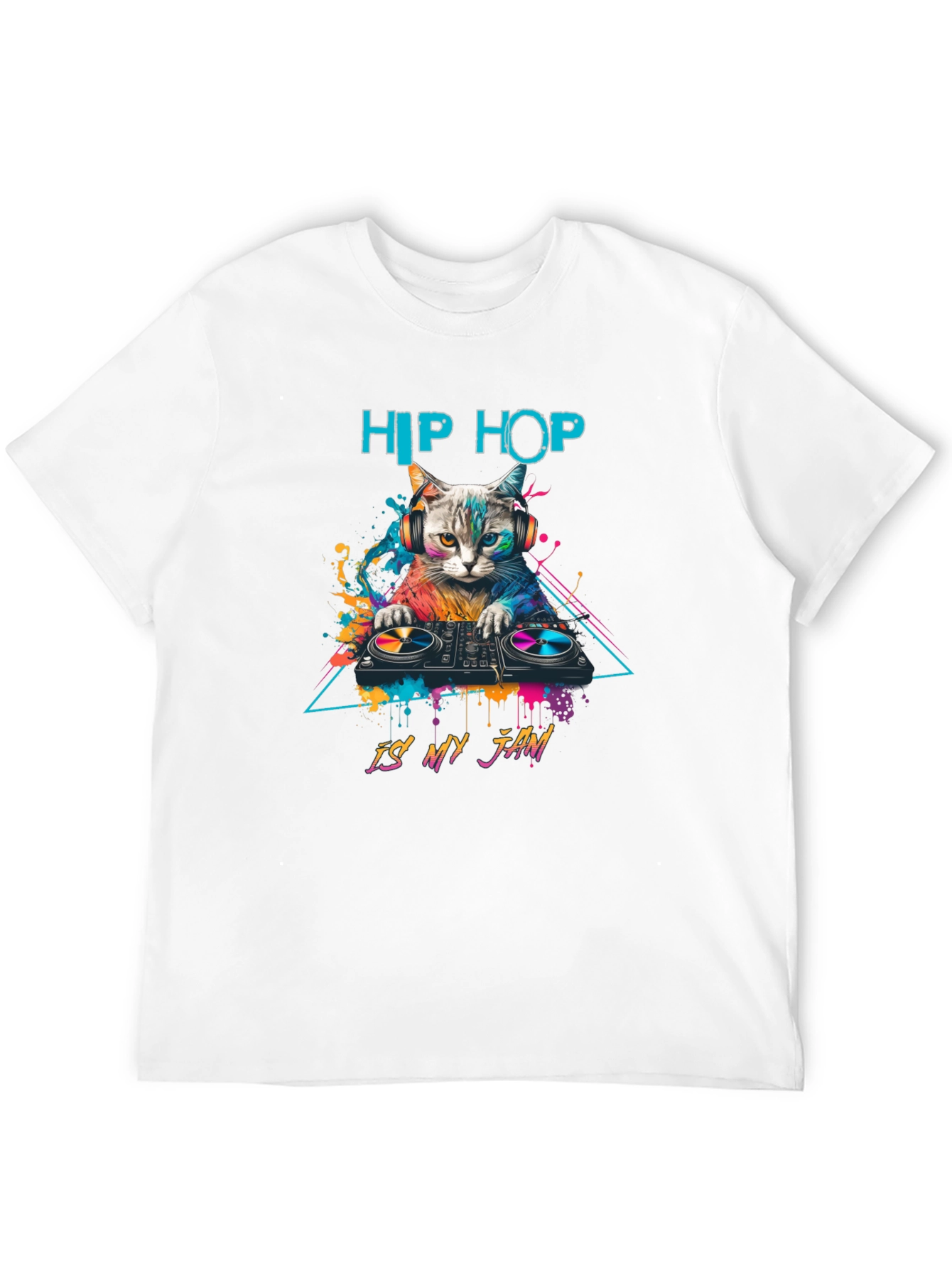 Black Hip Hop Cat DJ T-Shirt - Is My Jam view 12