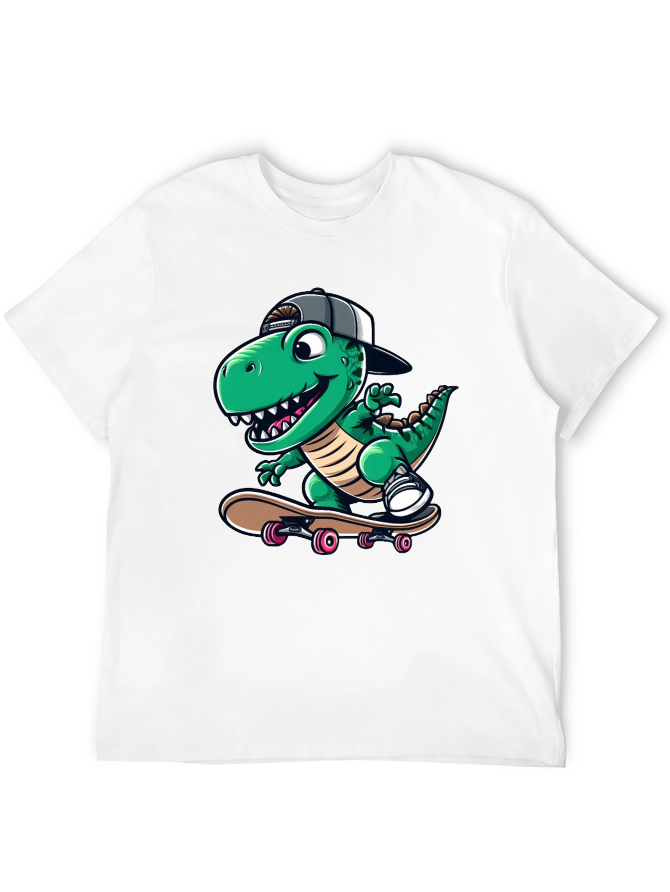 Black Cool Dinosaur Skateboarder T-Shirt view 12