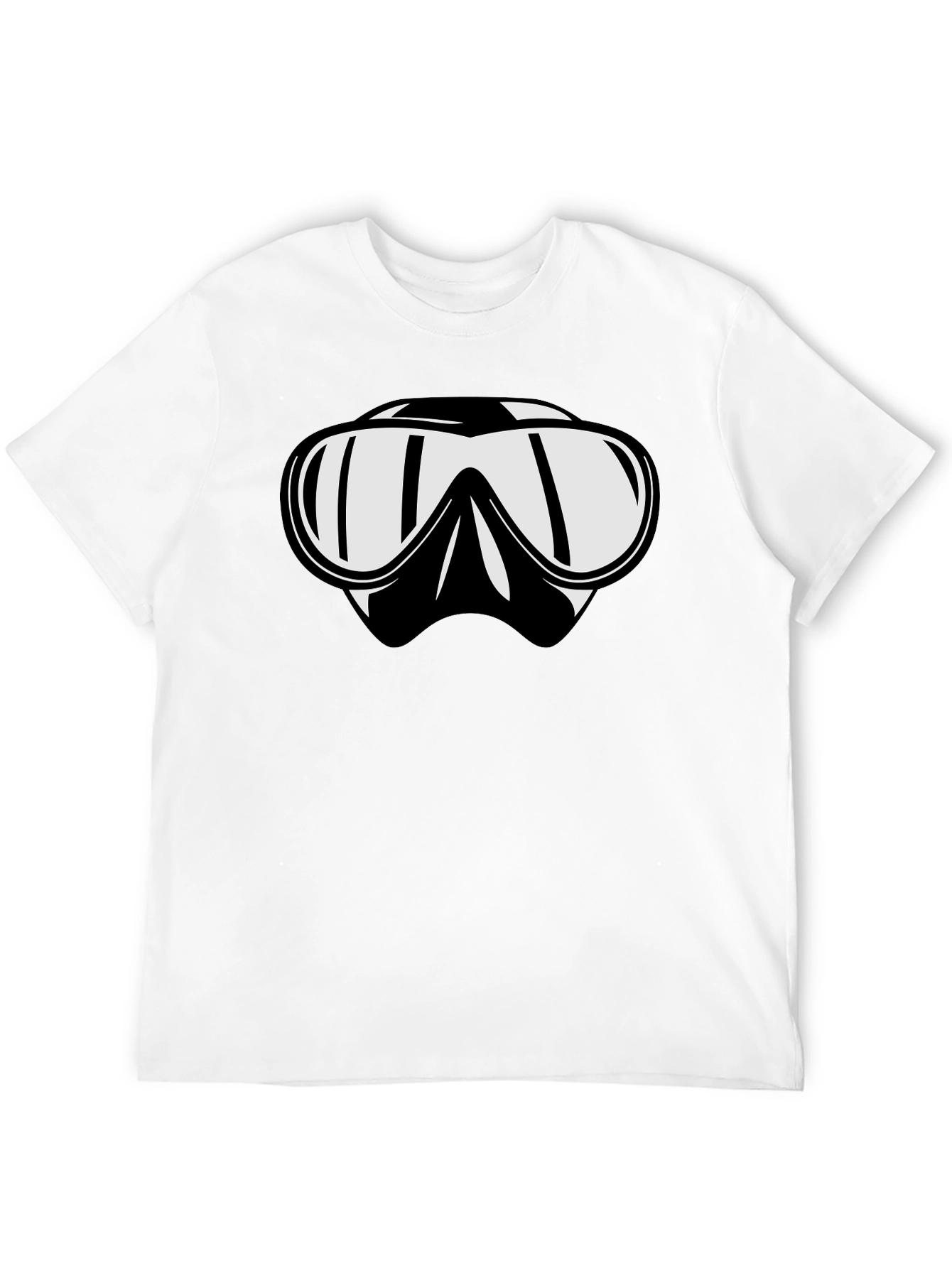 Black Diving Mask Graphic Tee - Black Cotton T-Shirt view 12