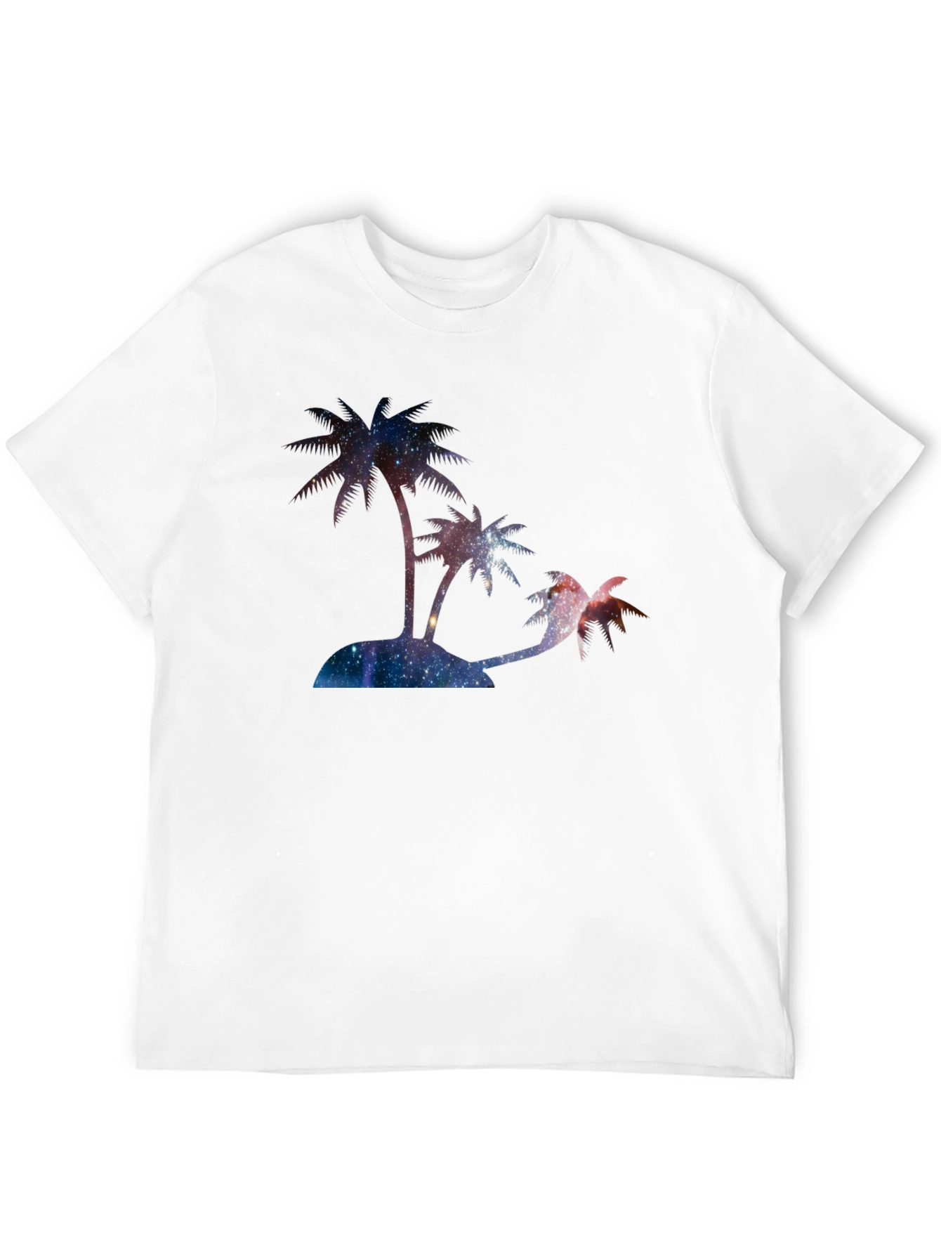 Black Galaxy Palm Tree Graphic T-Shirt view 12