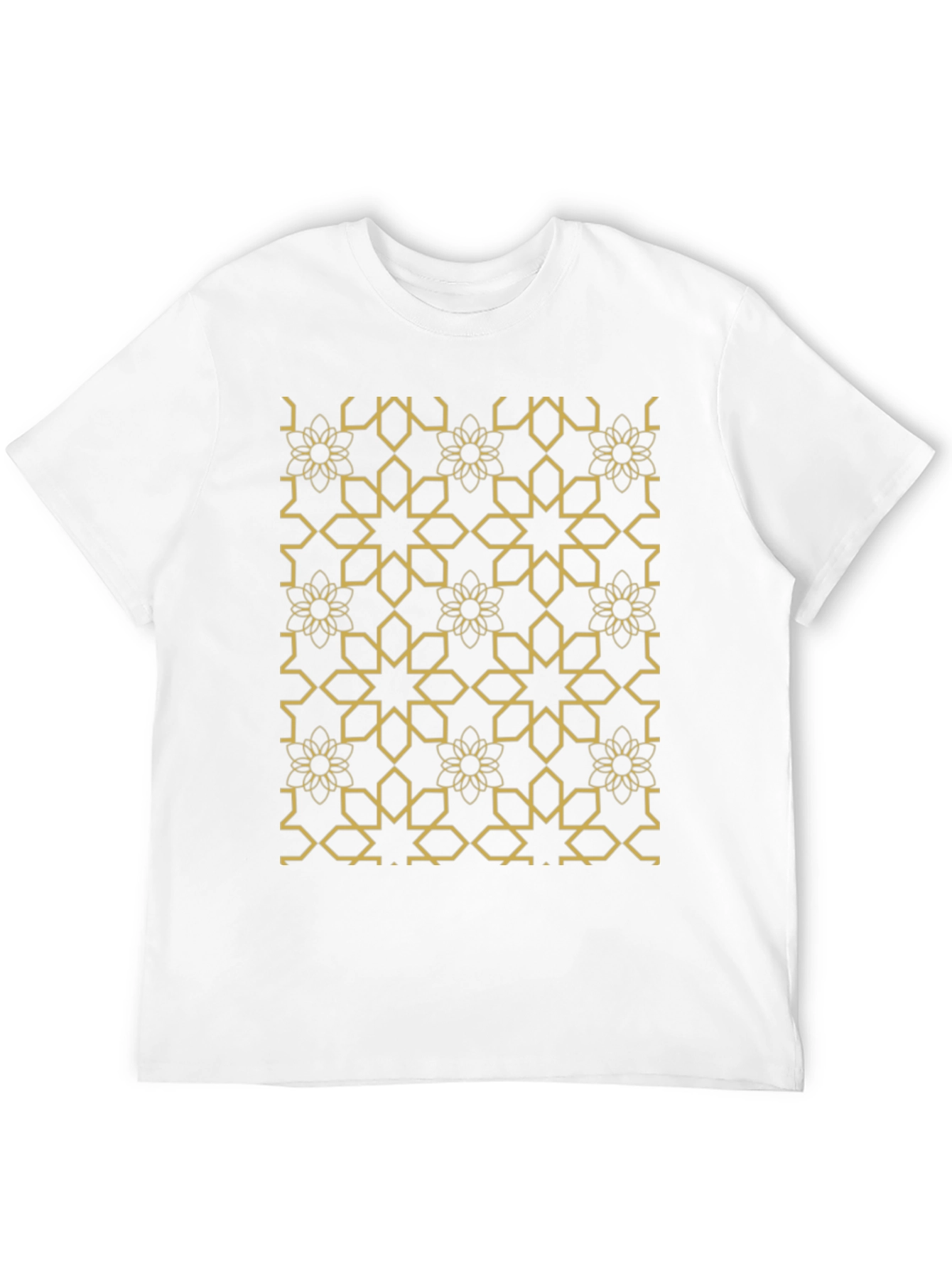 Black Geometric Floral Print Black T-Shirt view 12