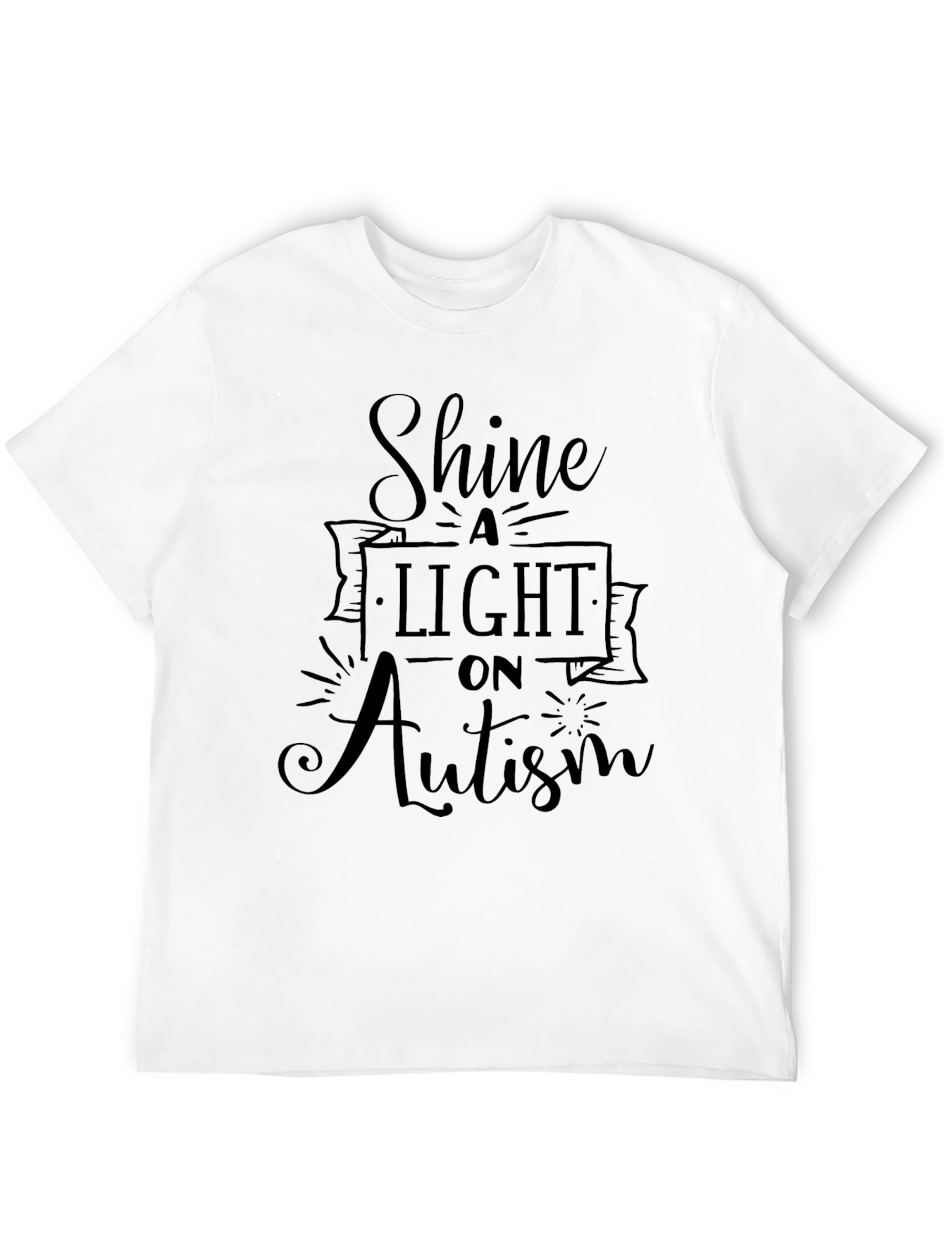 Black Shine a Light on Autism Black T-Shirt view 12