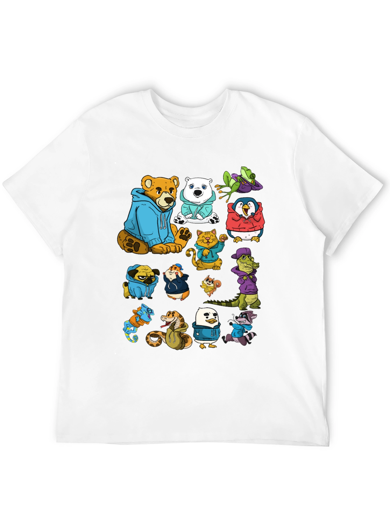 Black Cartoon Animal Hoodie Graphic Tee view 12