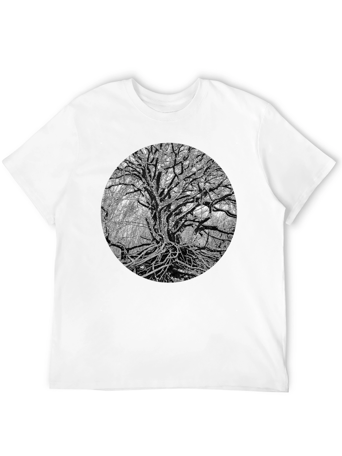 Black Monochrome Tree Graphic Tee - Nature Inspired Print view 12