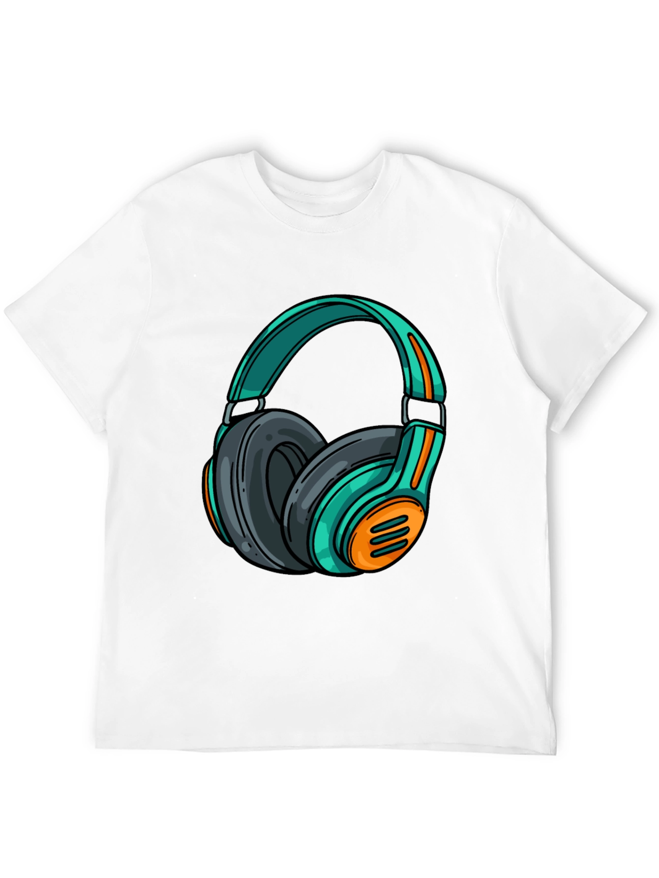Black Stylish Black T-Shirt with Cool Headphone Graphic view 12