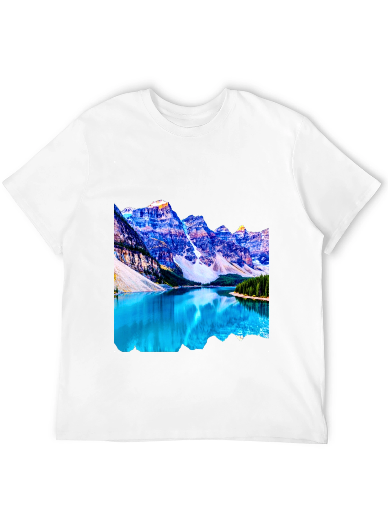 Black Mountain Lake Graphic Tee - Black Cotton Casual Shirt view 12