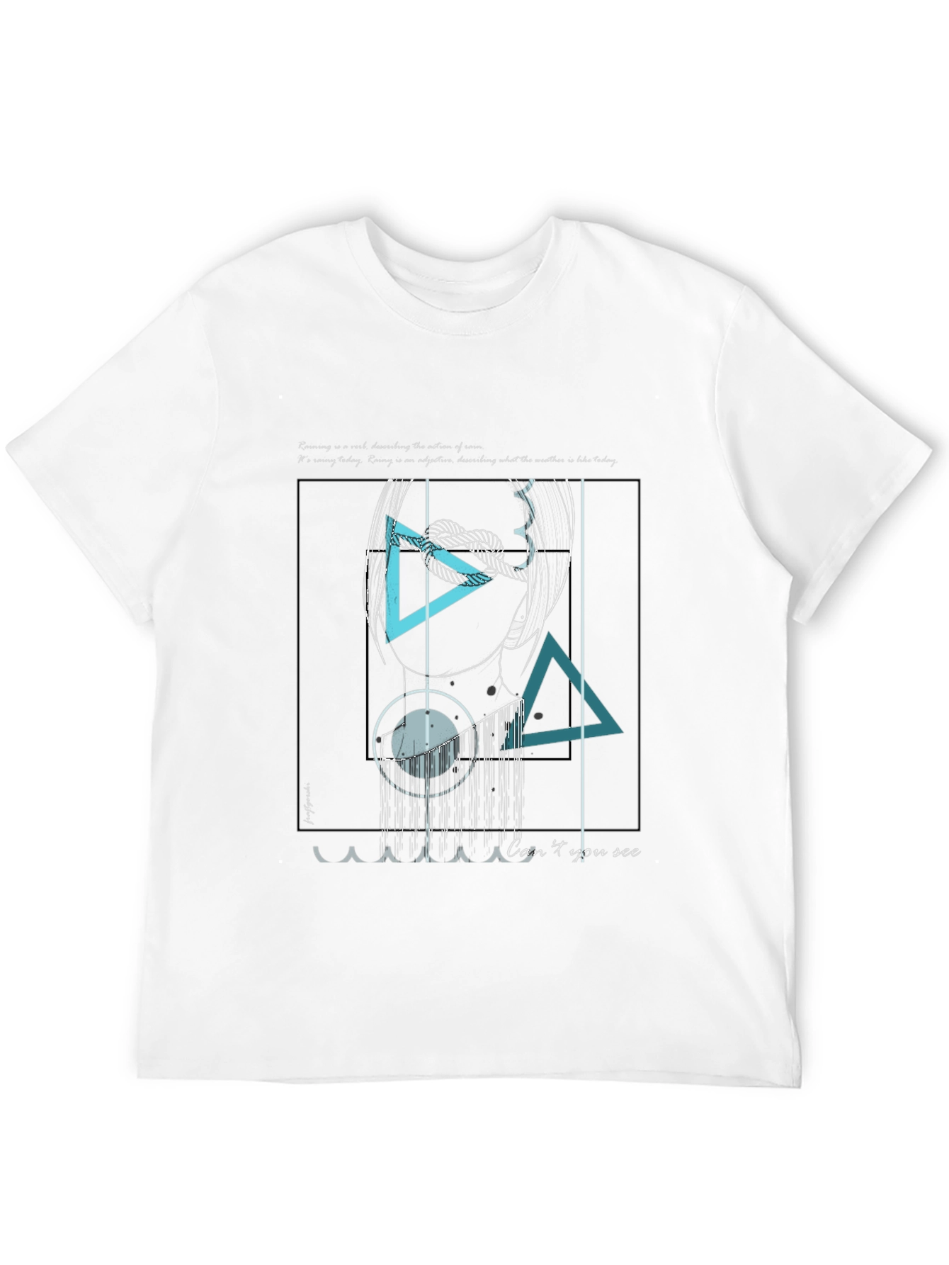 Black Abstract Geometric Graphic Black T-Shirt view 12