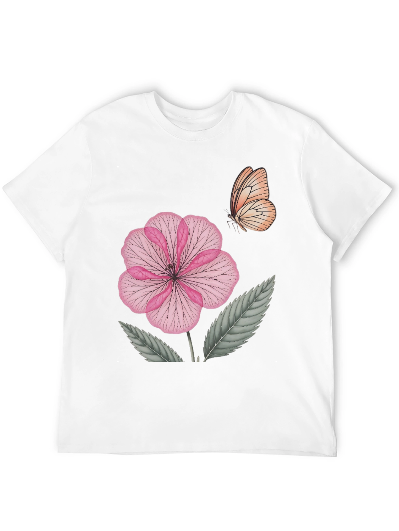 Black Floral Butterfly Print Black T-Shirt view 12