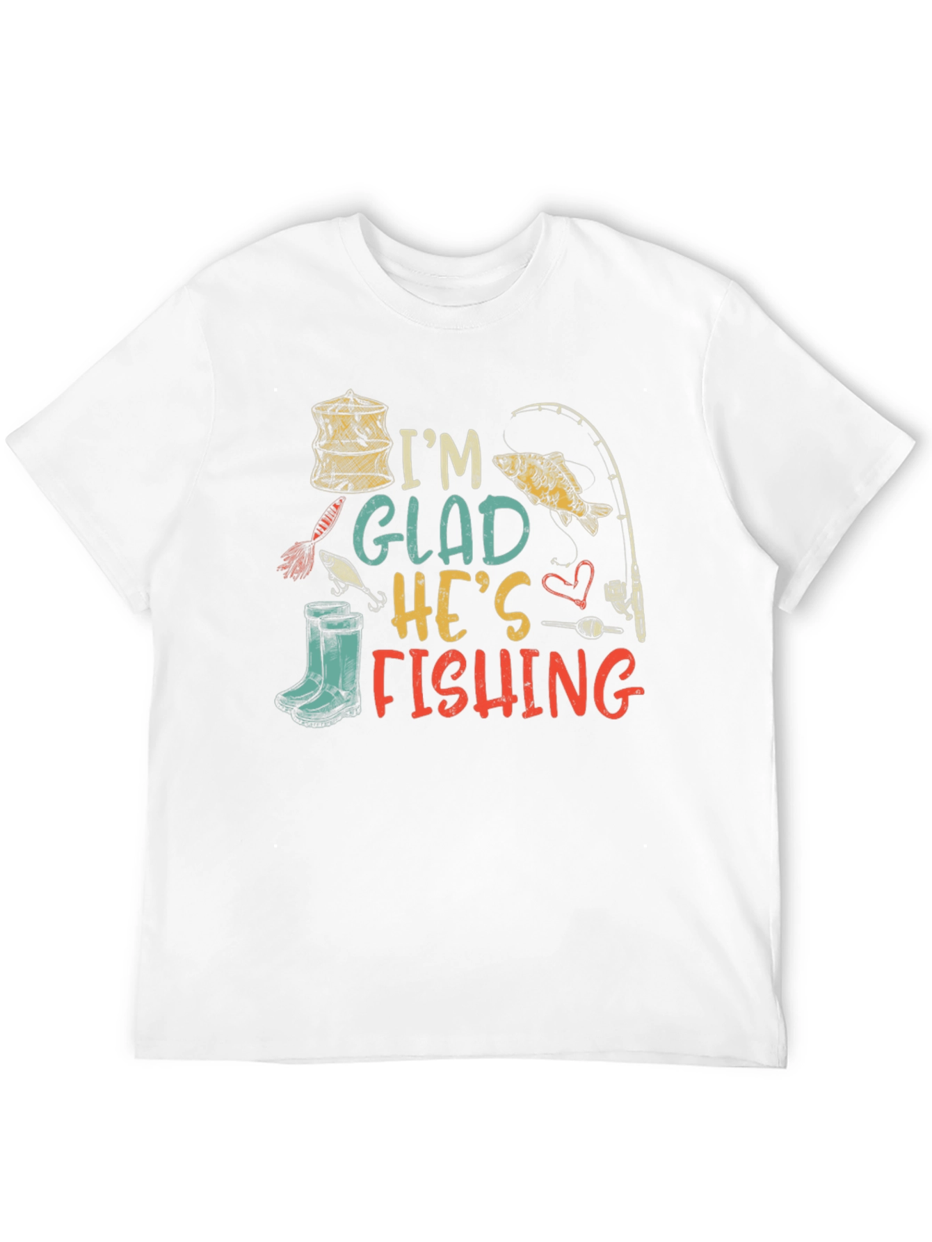 Black I'm Glad He's Fishing Graphic T-Shirt view 12